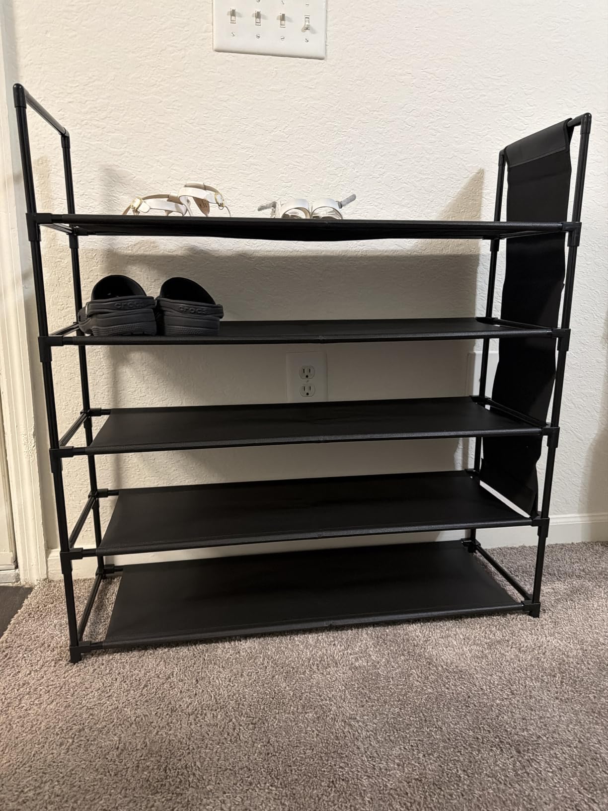 Shoe Rack 5 Tier 20-25 Storage Capacity Shoes Organizer | Closet, Entryway, Garage, Door Entrance, Space Saving Shoes Holder Stand, Sturdy Metal Free Standing Boot Shelf Tower Black customer photo 2