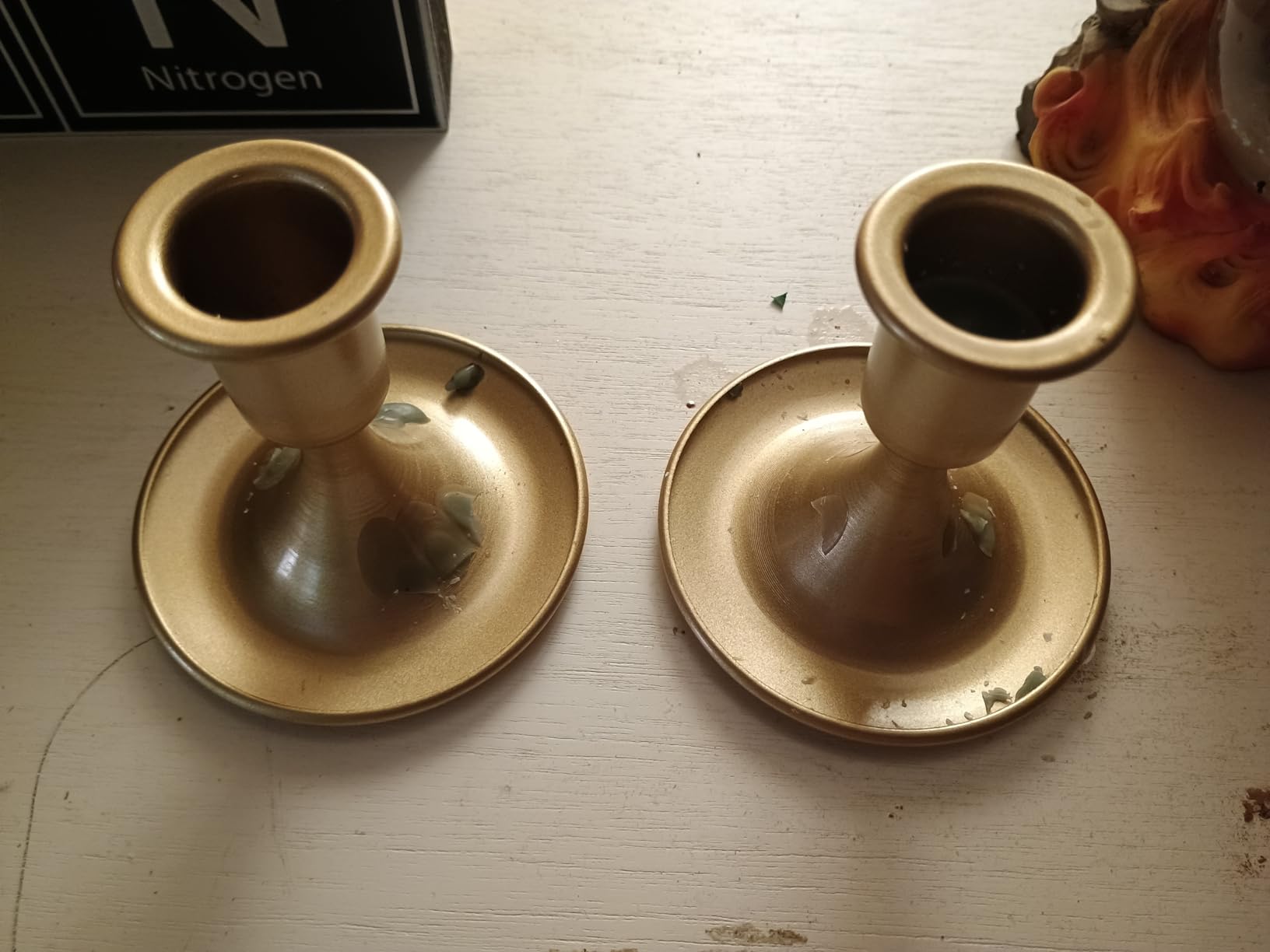 Romadedi Gold Taper Candle Holders, Set of 2, Christmas, Wedding Decor | for Standard Candlestick, Festive Table Centerpiece, Vintage Home Decor for Fireplace customer photo 1