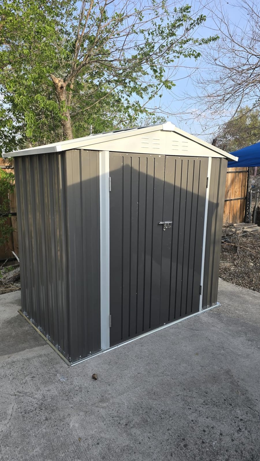 Patiowell 6x4 FT Outdoor Storage Shed, Garden Tool Storage Shed | with Sloping Roof and Double Lockable Door, Outdoor Shed for Garden Backyard Patio Lawn, Brown customer photo 2