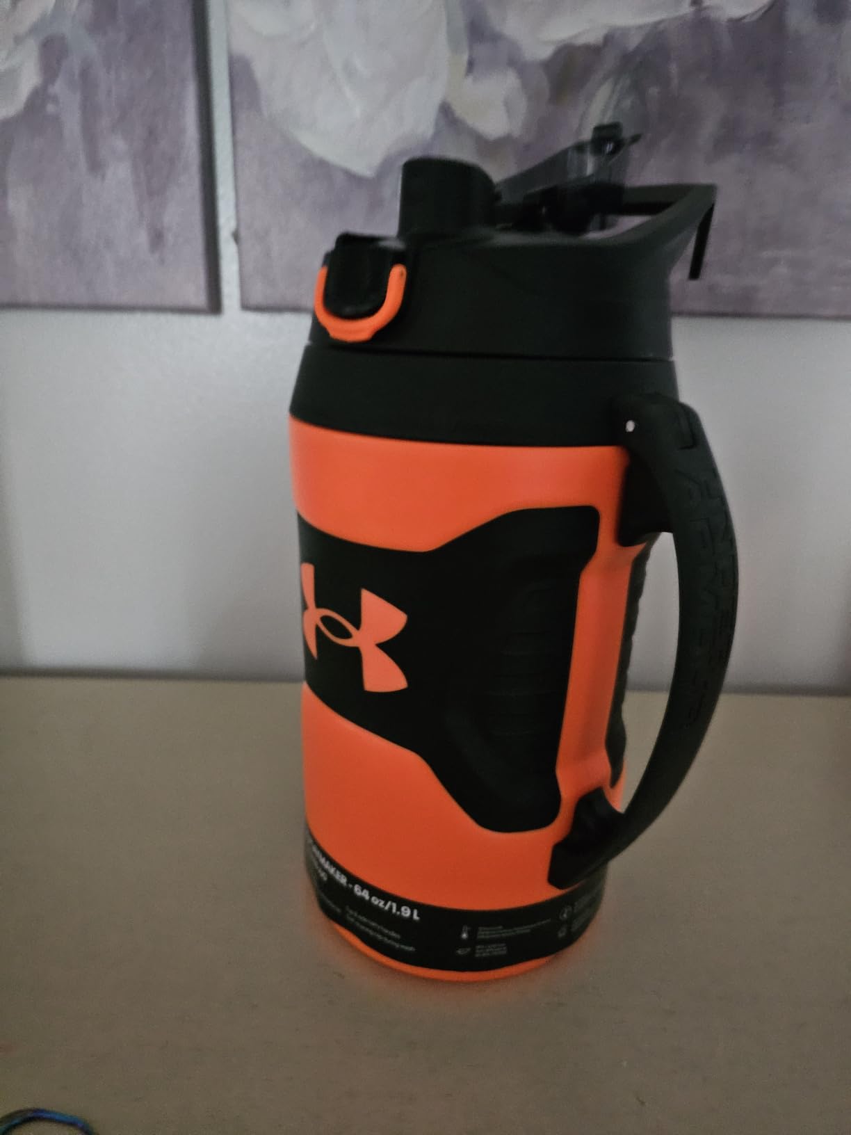 Under Armour Insulated Water Bottle with Handle & Fence Hook, Half Gallon Sports Water Jug, Leak-Resistant & BPA-Free for Baseball, Football & Gym - Black/Black, 64oz customer photo 1