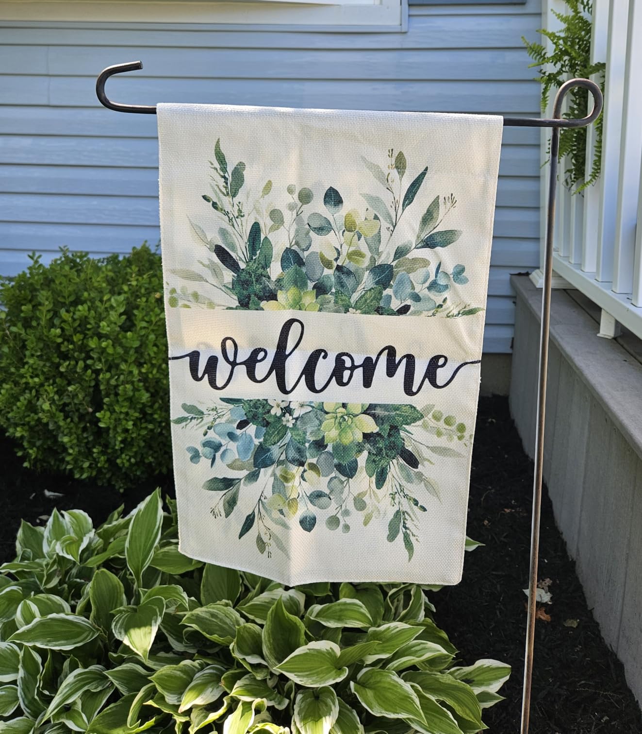 AVOIN colorlife Spring Summer Floral Welcome Garden Flag Outside 12x18 Inch | Double Sided, Weather & Fade Resistant, Yard Outdoor Decoration, All Season, Eucalyptus Greenery customer photo 1