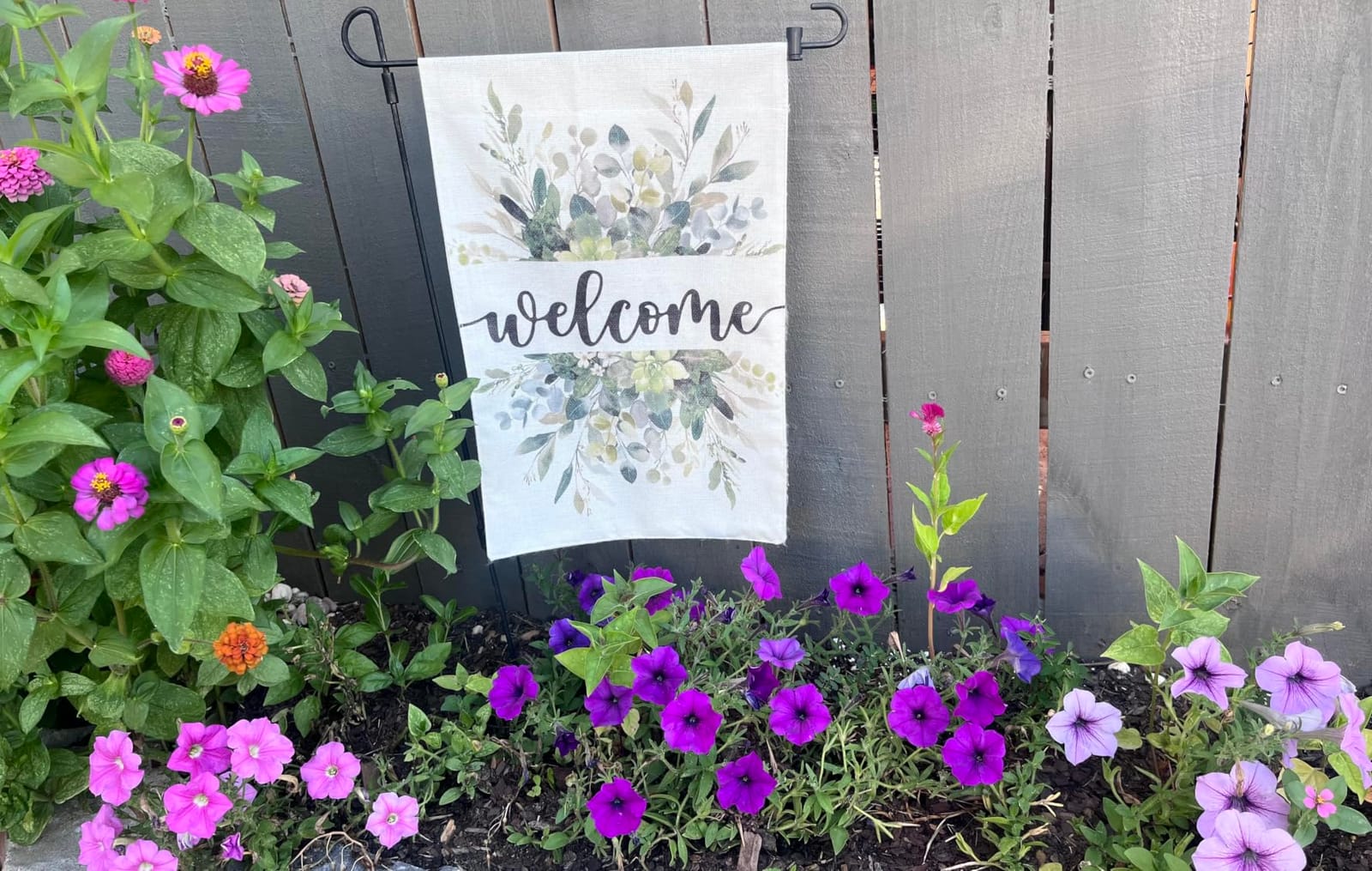 AVOIN colorlife Spring Summer Floral Welcome Garden Flag Outside 12x18 Inch | Double Sided, Weather & Fade Resistant, Yard Outdoor Decoration, All Season, Eucalyptus Greenery customer photo 2