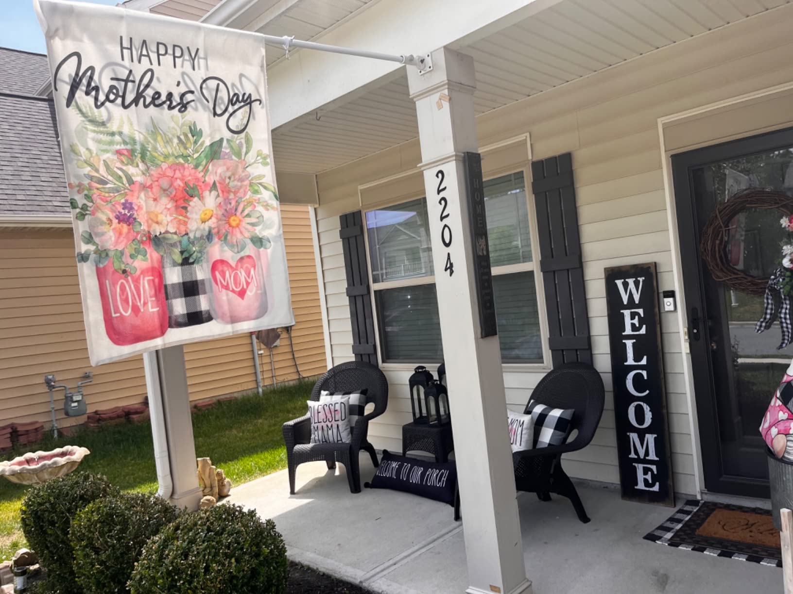 CROWNED BEAUTY Summer Sunflower Garden Flag Mason Jar Double Sided 12x18 Inches Small Burlap Seasonal Welcome Yard Porch Decoration for Outside customer photo 1