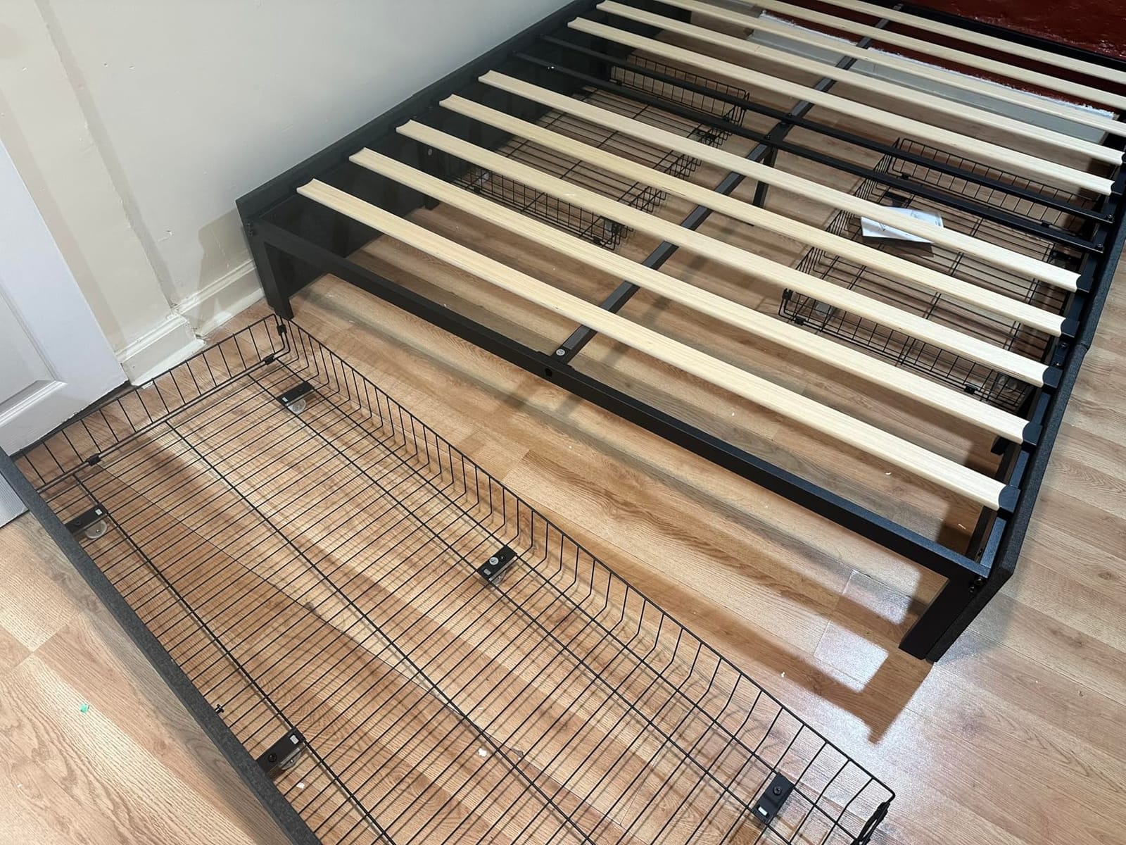 Allewie Full Size Platform Bed Frame with 3 Drawers, Dark Grey | Fabric Upholstered, Metal Slats Support, No Box Spring Needed, Noise Free, Easy Assembly customer photo 1