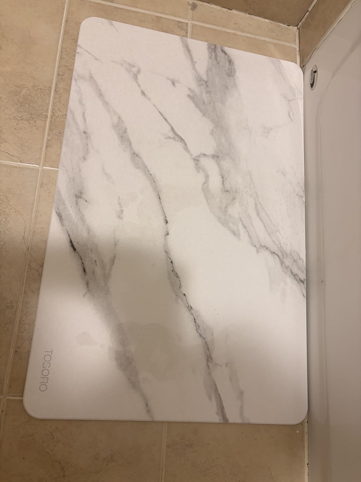 TOSORO - Stone Bath Mat Diatomaceous Earth Shower Mat Non-Slip Super Absorbent Diatomite Stone Bath Mats for Bathroom Floor Quick Drying Natural Easy to Clean (23.5 x 15) - Graphite customer photo 1