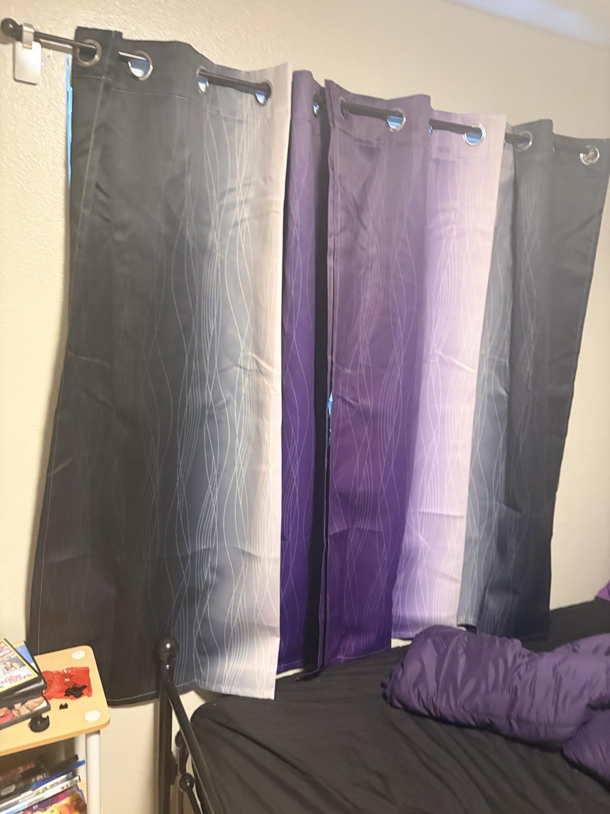 Navy Blue and Greyish White Blackout Curtains for Living Room 84 Inch Long | Estelar Textiler Ombre Room Darkening Bedroom Curtains, Light Blocking, Thermal Insulated Grommet Window Drapes, 52x84, 2 Panels customer photo 2