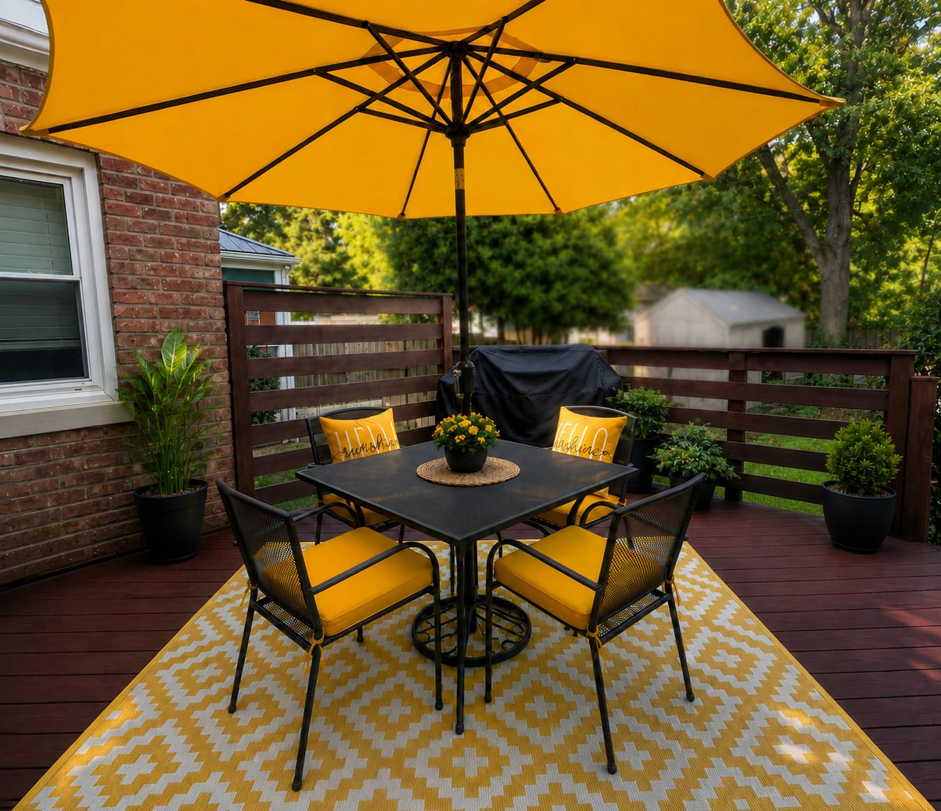 JEAREY 9FT Outdoor Patio Umbrella, Market Umbrella, Dark Blue | Outdoor Table Umbrellas with 8 Sturdy, Tilt & Crank UV Protection Waterproof for Garden, Deck, Backyard, Pool customer photo 2