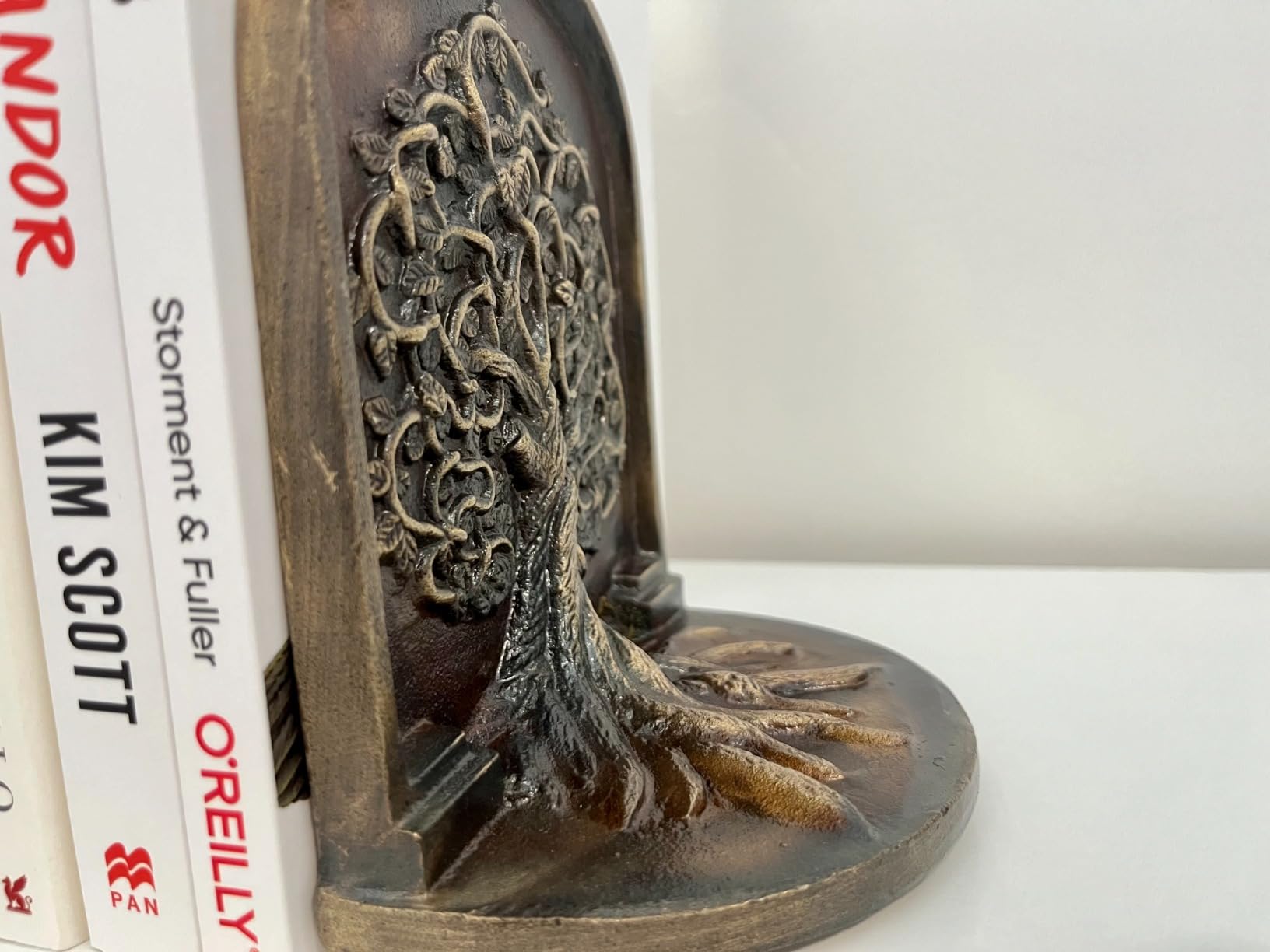 Tree of Life Bookends, Antique Brass, 2 Decorative Bookends for Shelves or Bookcase, Cast Iron, Non-Skid Heavy Bookends, Home Decor Gift customer photo 1