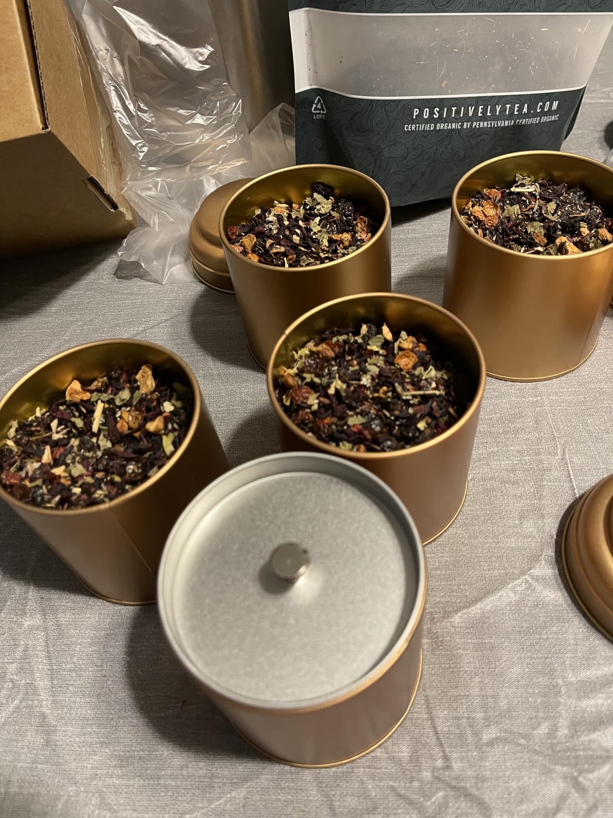 Acrux7 12 Pack Small Tea Tin Canisters with Airtight Lids, 8oz Loose Leaf Tea Storage Containers, Round Metal Airtight Tea Tins Containers for Herbs, Spices, Coffee, Loose Tea, Cube Sugar customer photo 1