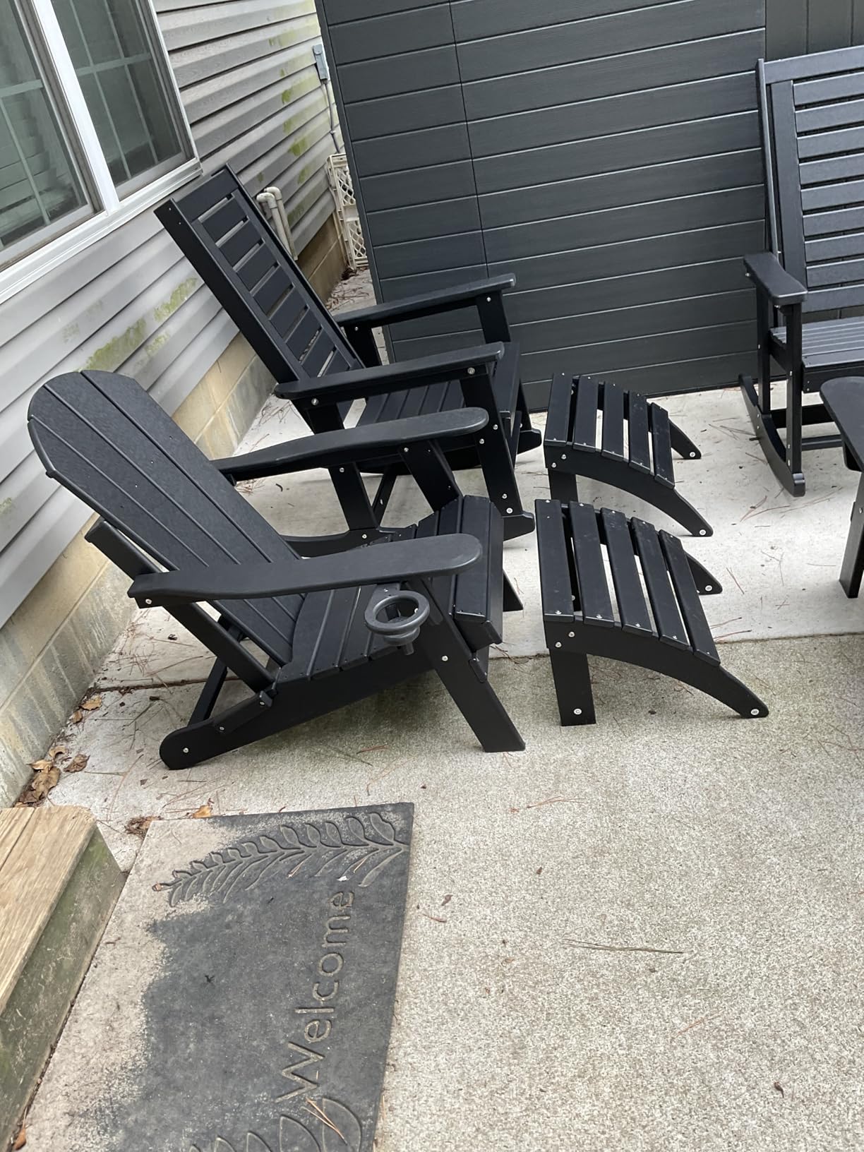 Folding Adirondack Chairs Set of 2, HDPE All Weather, Blue | Hidden Cup Holder | 5