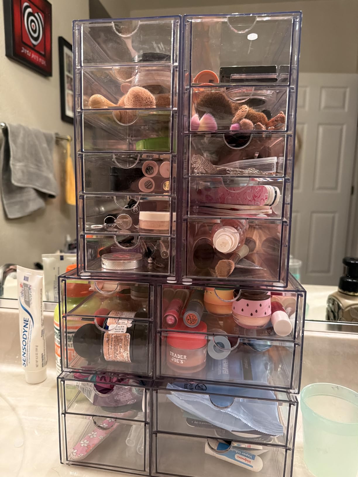 caktraie Makeup Organizer Storage With 16 Drawers, 4 Pcs Desktop Office Supplies, Desk Organizers, Clear Accessories, Dustproof Storage Drawer and for Make Up, Jewelry, Pen, Stationary customer photo 1