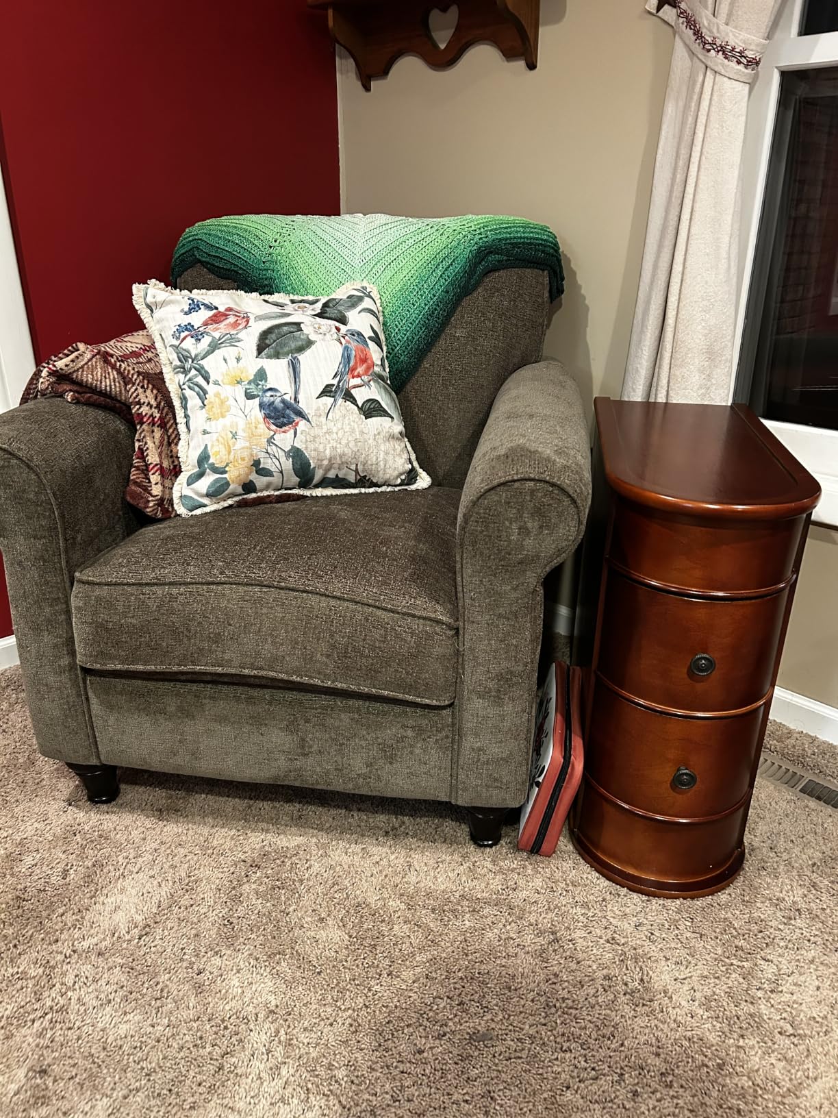 LITTLE TREE Wood End Table with 2 Drawers Sofa Side Table, No Assembly Required Vintage Slim Nightstand Bedside Table for Bedroom customer photo 1