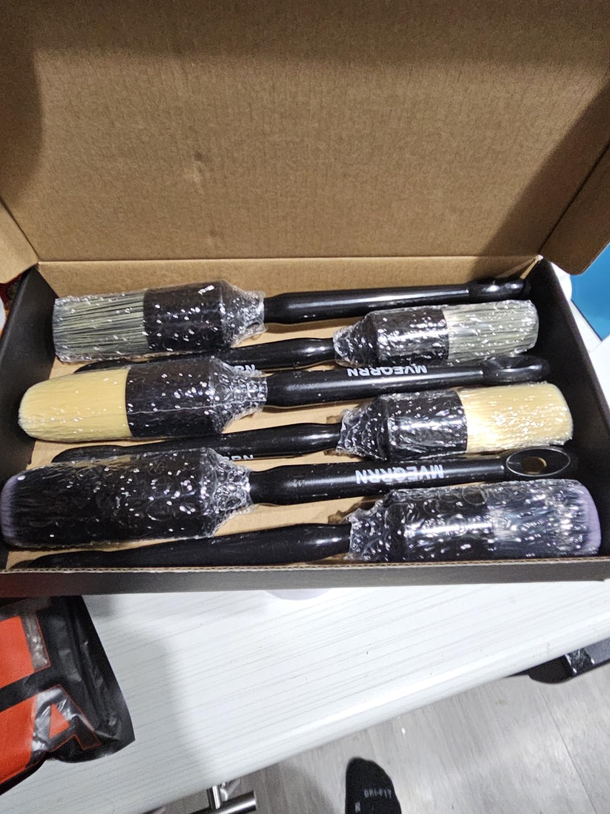 MVEQRRN 6 Pcs Car Detailing Brush Set, Boars Hair & Soft Cleaning Brushes | No Scratch, Detailing Brush for Air Vent, Leather Seat, Detail Brushes Car Detailing for Interior Exterior customer photo 2