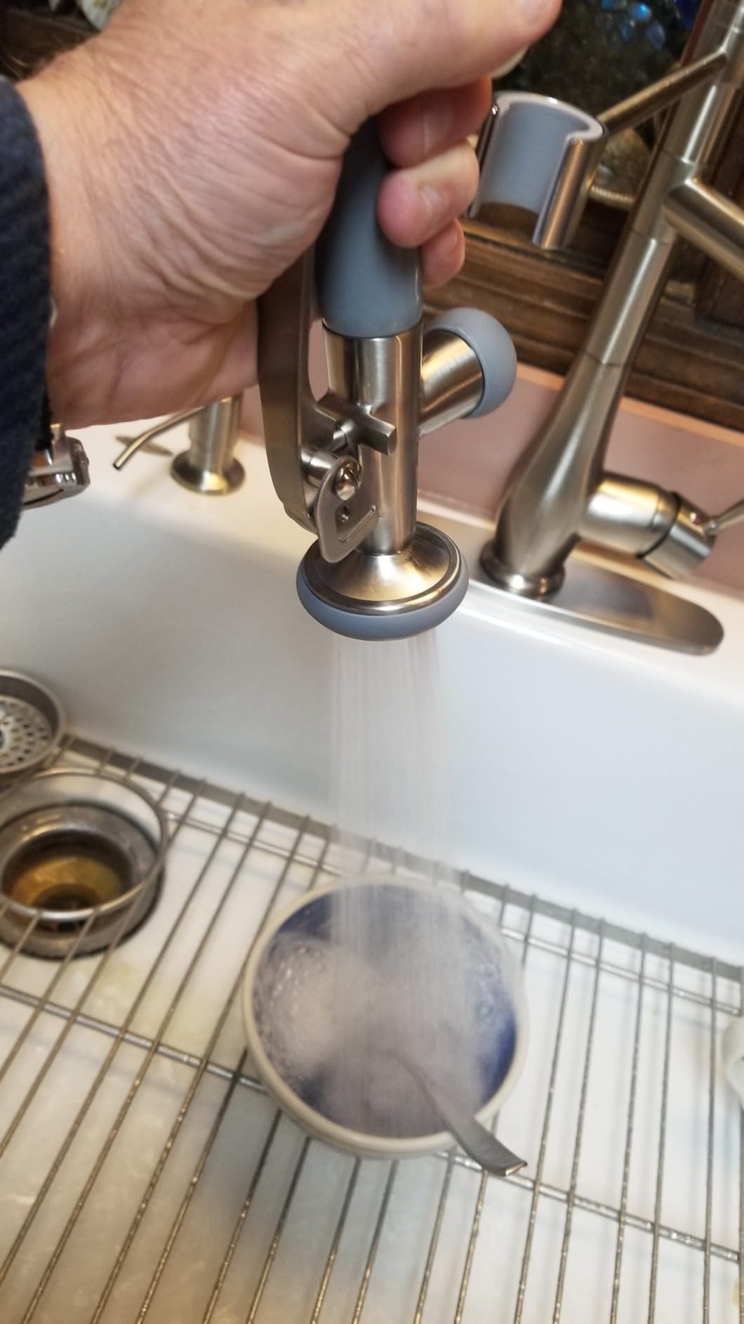 GIMILI Commercial Kitchen Faucet with Pull Down Sprayer Brushed Nickel | Soap Dispenser Included, Commercial Style, Double Head Spray, High Pressure Rinse, Single Handle, Pull Down Hose customer photo 1