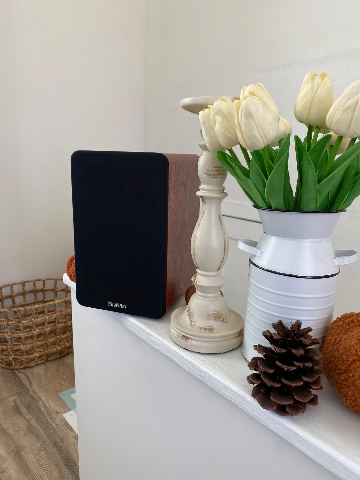 Saiyin Powered Bluetooth Bookshelf Speakers | 30W*2, 3.75 Inches Woofer, Bluetooth/Optical/Auxiliary/RCA Inputs, TV/Turntable/Record Player/Computer/PC customer photo 1
