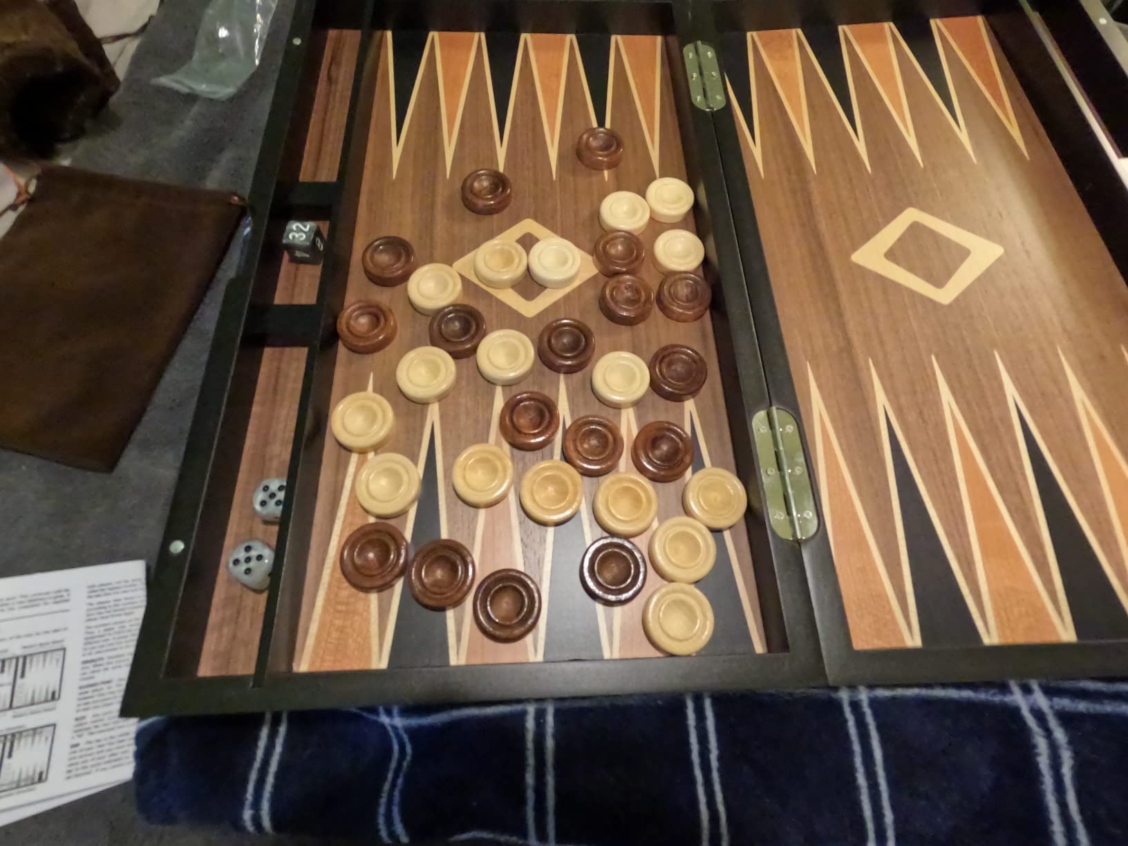 Wooden Backgammon Set for Adults - 19 Inch Classic Board Game Case - Premium Folding Backgammon Set with Wooded Playing Pieces, Dices - Large Wood Inlaid Travel Backgammon Game Set for 2 Players customer photo 2