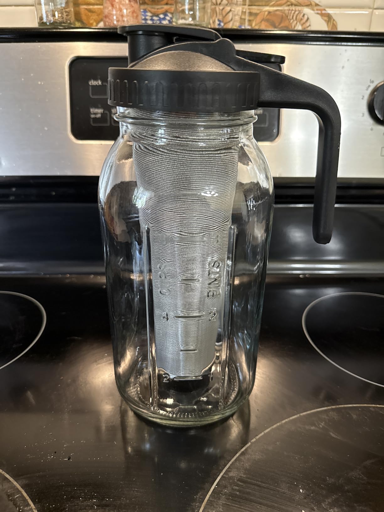 Cold Brew Mason Coffee Maker - 64oz Iced Coffee Pitcher with Stainless Steel Mixing Spoon & Super Dense Filter 3 Steps Finish Cold Brew Coffee, Classic BPA Free Sturdy Mason jar Pitcher Easy to Clean customer photo 2