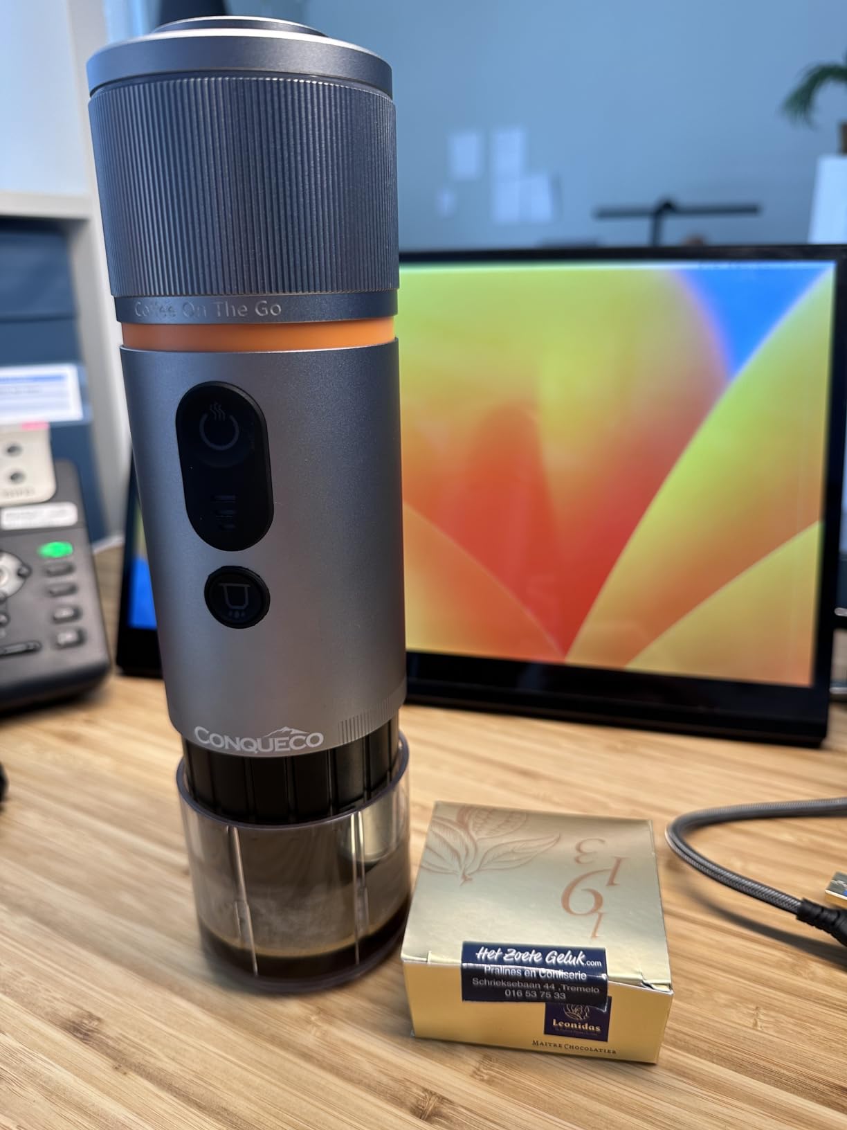 CONQUECO Portable Espresso Machine Travel: 12v Car Coffee Maker for Camping - Small Electric - 2.5 Mins Heating - 8 Cups Espresso for One Charge customer photo 1