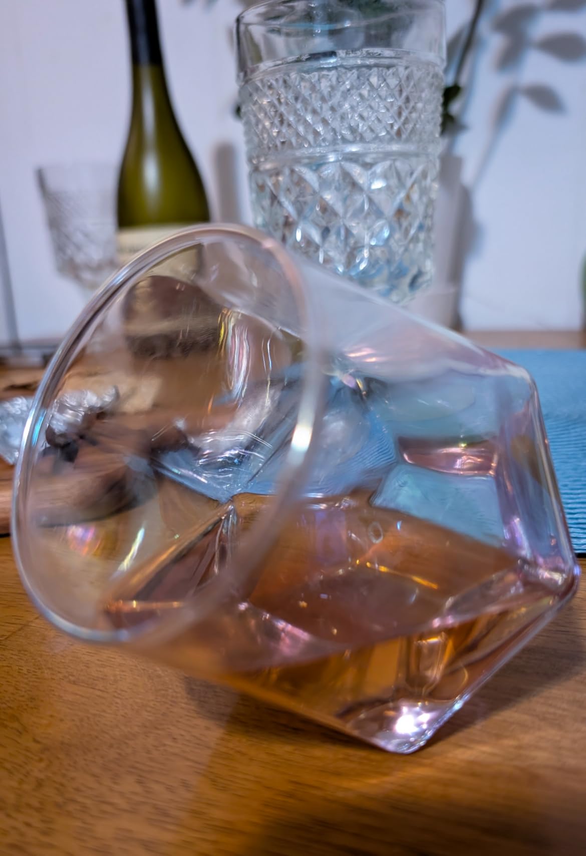 Wine Glasses Set of 2, Diamond Stemless Wine Glasses - Iridescent Glassware customer photo 1
