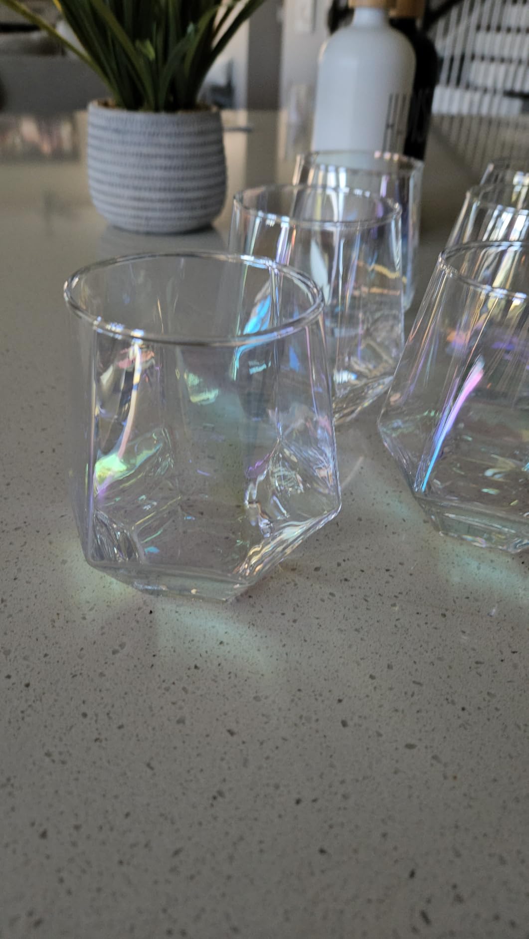 Wine Glasses Set of 2, Diamond Stemless Wine Glasses - Iridescent Glassware customer photo 2