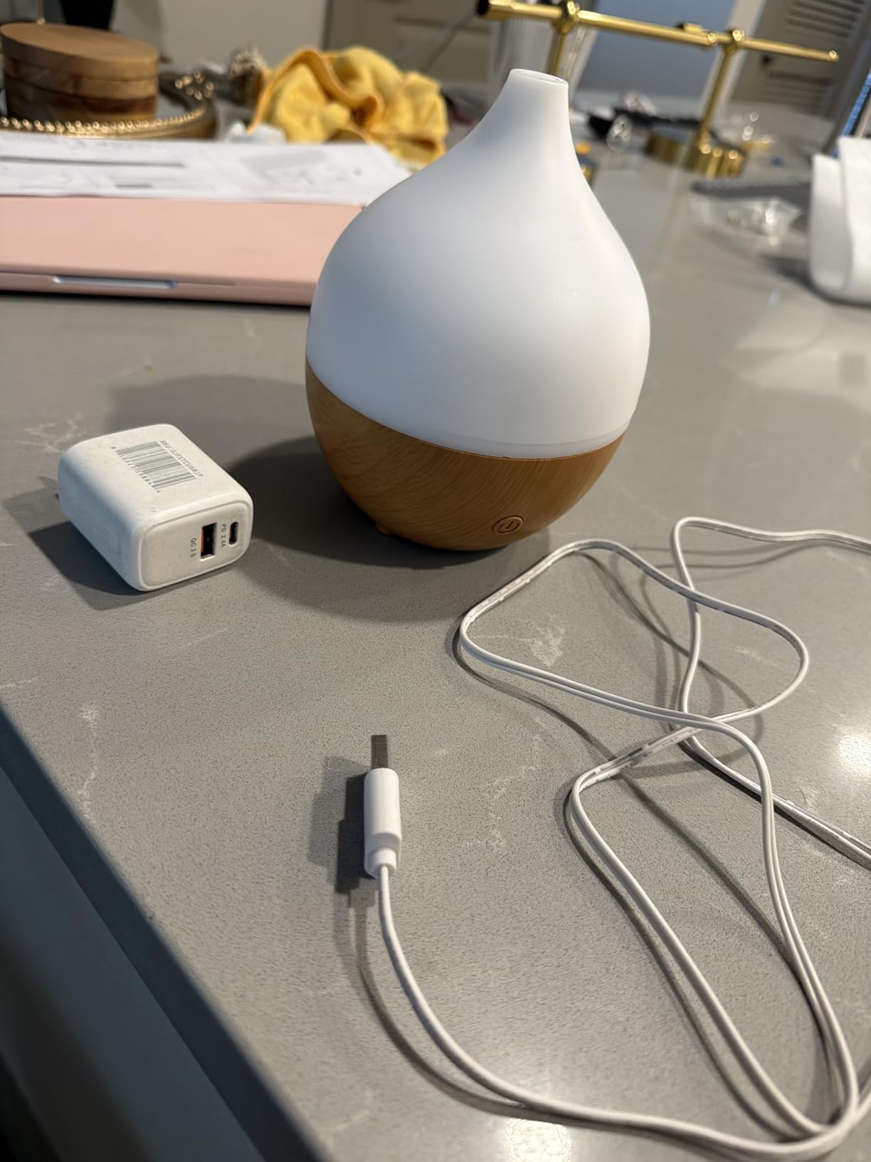 SALKING Essential Oil Diffuser for Home, 100ml Small Aromatherapy Diffuser | Ultrasonic Diffusers for Essential Oils, Warm White Lights, Cool Mist Humidifier with Auto Shut-Off, for Bedroom, Office customer photo 1