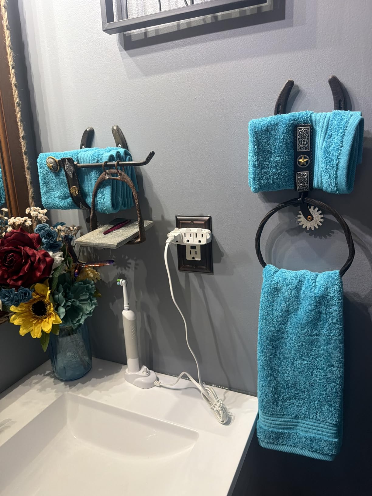 American Veteran Towel, Hand Towels for Bathroom Set of 4, 100% Cotton Turkish Hand Towel Sets, Soft Hand Face Towels, Navy Blue Hand Towels customer photo 2