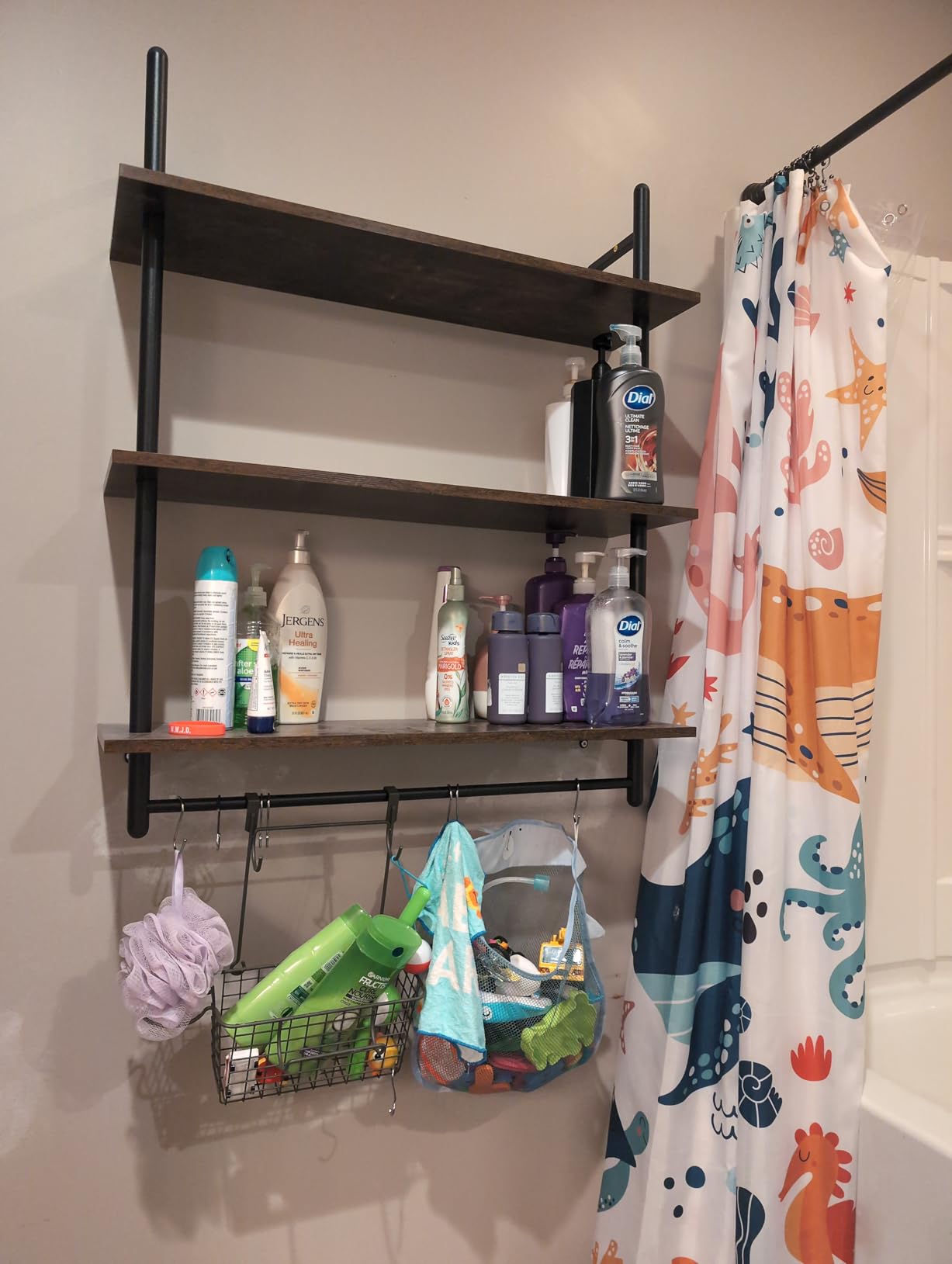 Bestier 3 Tier Industrial Pipe Shelving, Floating Book Shelves for Wall, Storage Hanging Shelves with Towel Bar for Bathroom Organizer Bedroom Kitchen Plants Office. 31.5 Inch Rustic Brown customer photo 1
