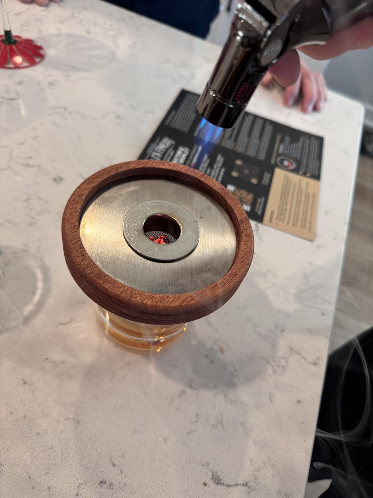 Mahogany Whiskey Smoker Kit with Quad Torch & Wood Box for Smoked Old Fashioned, Bourbon & Cocktail Drinks – 6 Chips, & Gift Set Infuser for Men, Husband, Boyfriend by G&J's Finest customer photo 1
