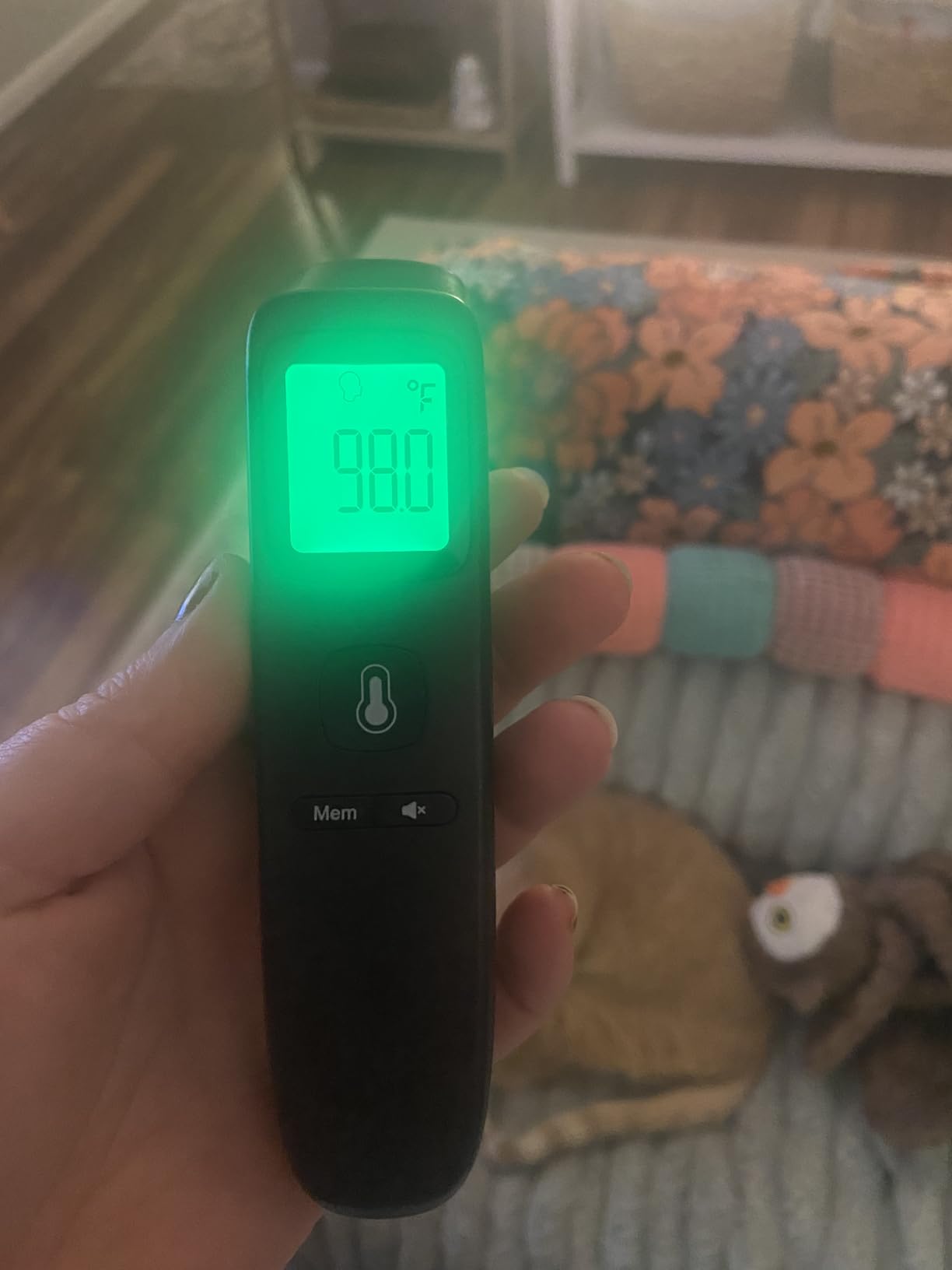 Viproud Touchless Thermometer for Kids and Adults, Accurate 1-Second Result | Large LCD with 3-Color Backlight, Fever Indicator, Mute Mode, Memory Recall, Dule Mode Forehead/Object, for All Ages customer photo 2