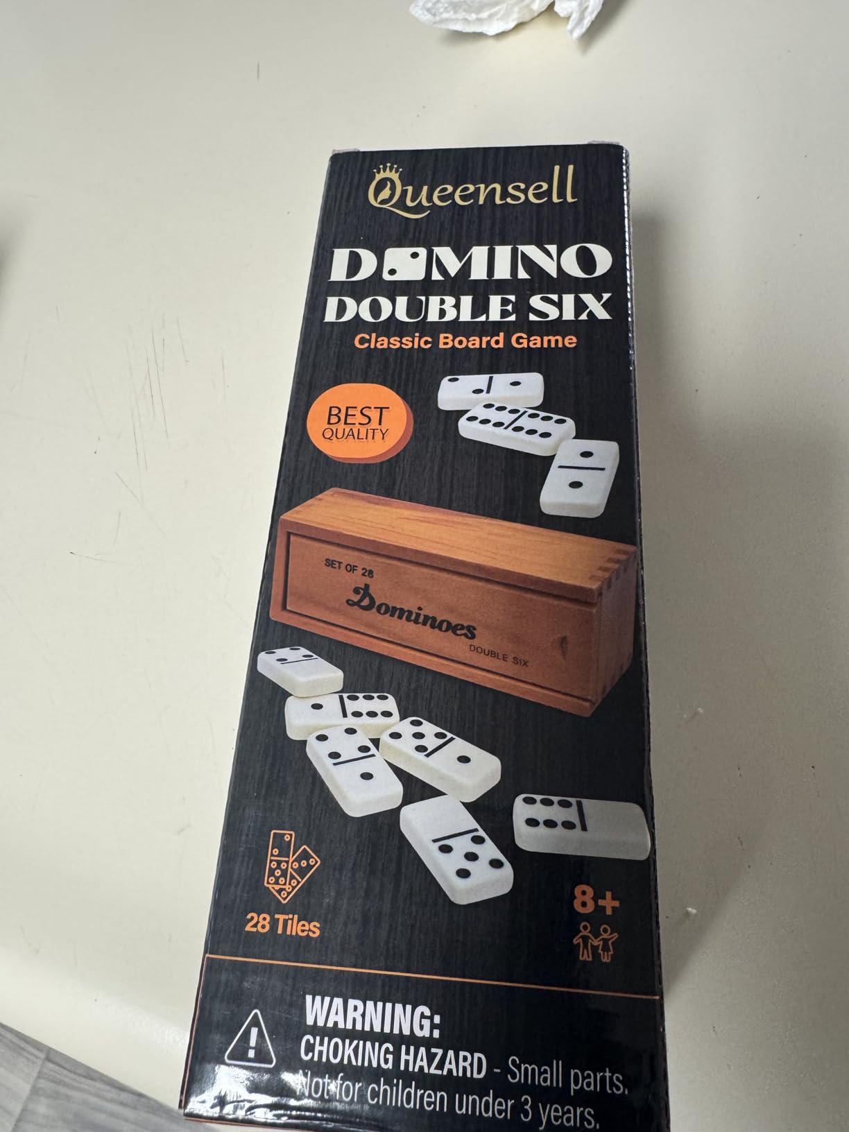 Queensell Jumbo Dominoes Set for Adults and Kids - Domino Set for Classic Board Games - Jumbo Dominoes Double 6 for Travel Games - Dominos Set for Adults 28 Tiles customer photo 1