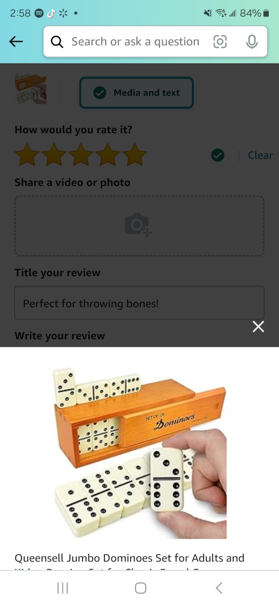 Queensell Jumbo Dominoes Set for Adults and Kids - Domino Set for Classic Board Games - Jumbo Dominoes Double 6 for Travel Games - Dominos Set for Adults 28 Tiles customer photo 2