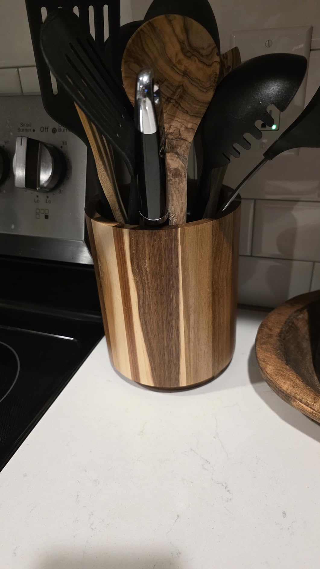 Acacia Wood Utensil Holder, 360° Rotating, Large Countertop Organizer, Farmhouse Kitchen Decor customer photo 1