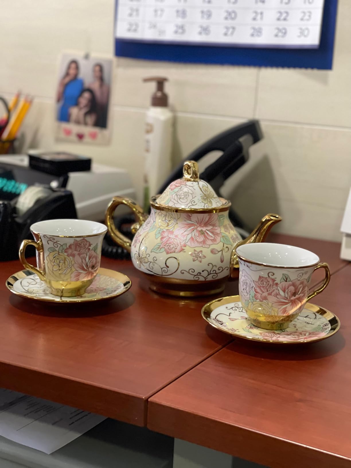 Zhehao 20 Pcs Porcelain Tea Set for Adult, with Metal Holder, Fresh customer photo 1