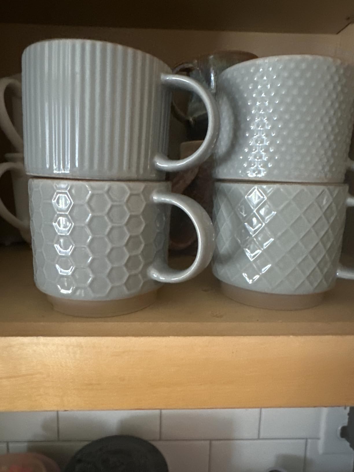 GBhome 12 OZ Stackable Coffee Mugs Set of 4, Ceramic Coffee Cups Set customer photo 1