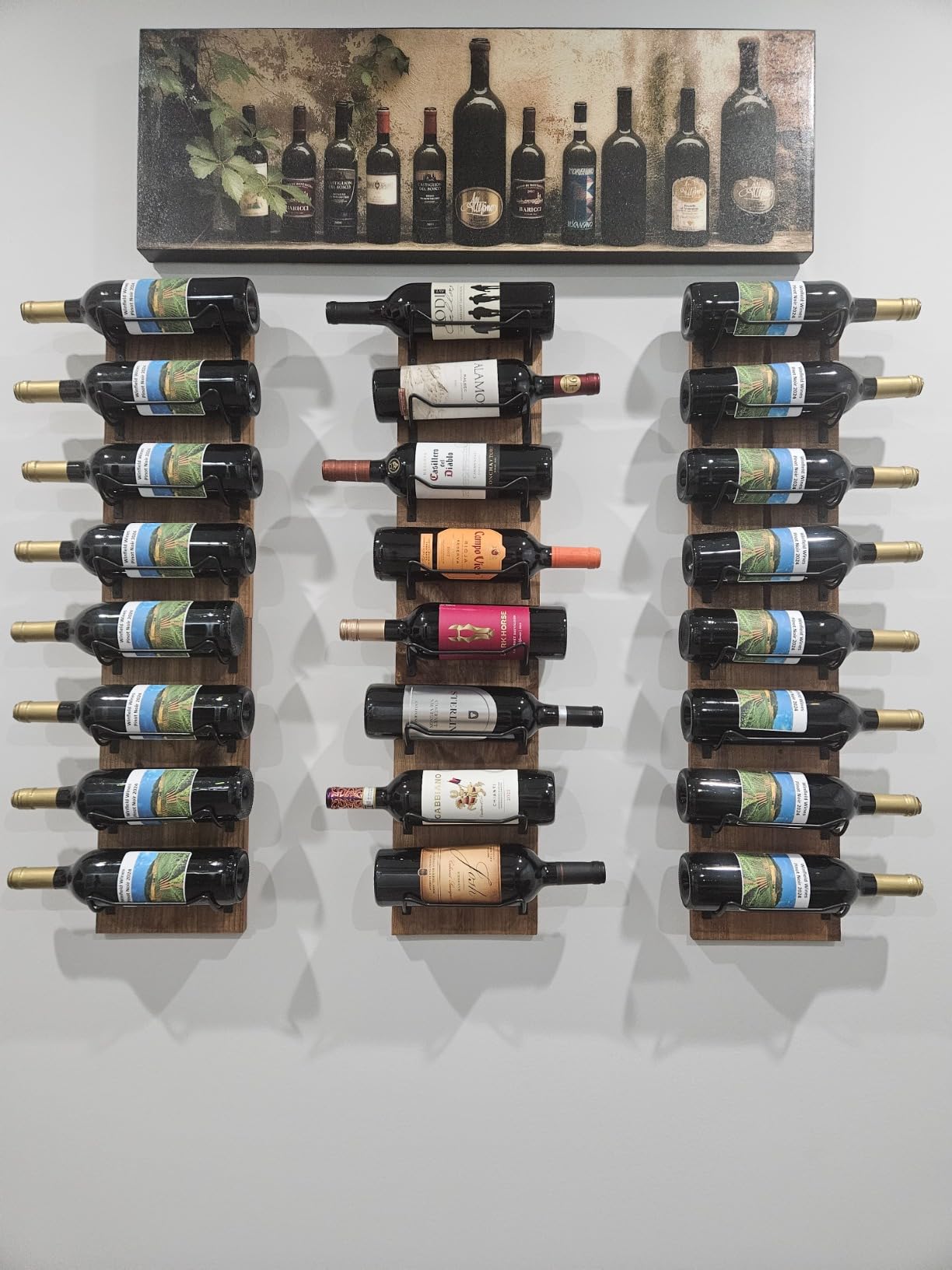 Blue River Goods Wine Rack Wall Mounted | Wooden Wall Wine Rack with 8 Bottle Storage and Matte Black Brackets | Wine Wall Rack with Rustic Finish | Perfect for Small Spaces customer photo 1