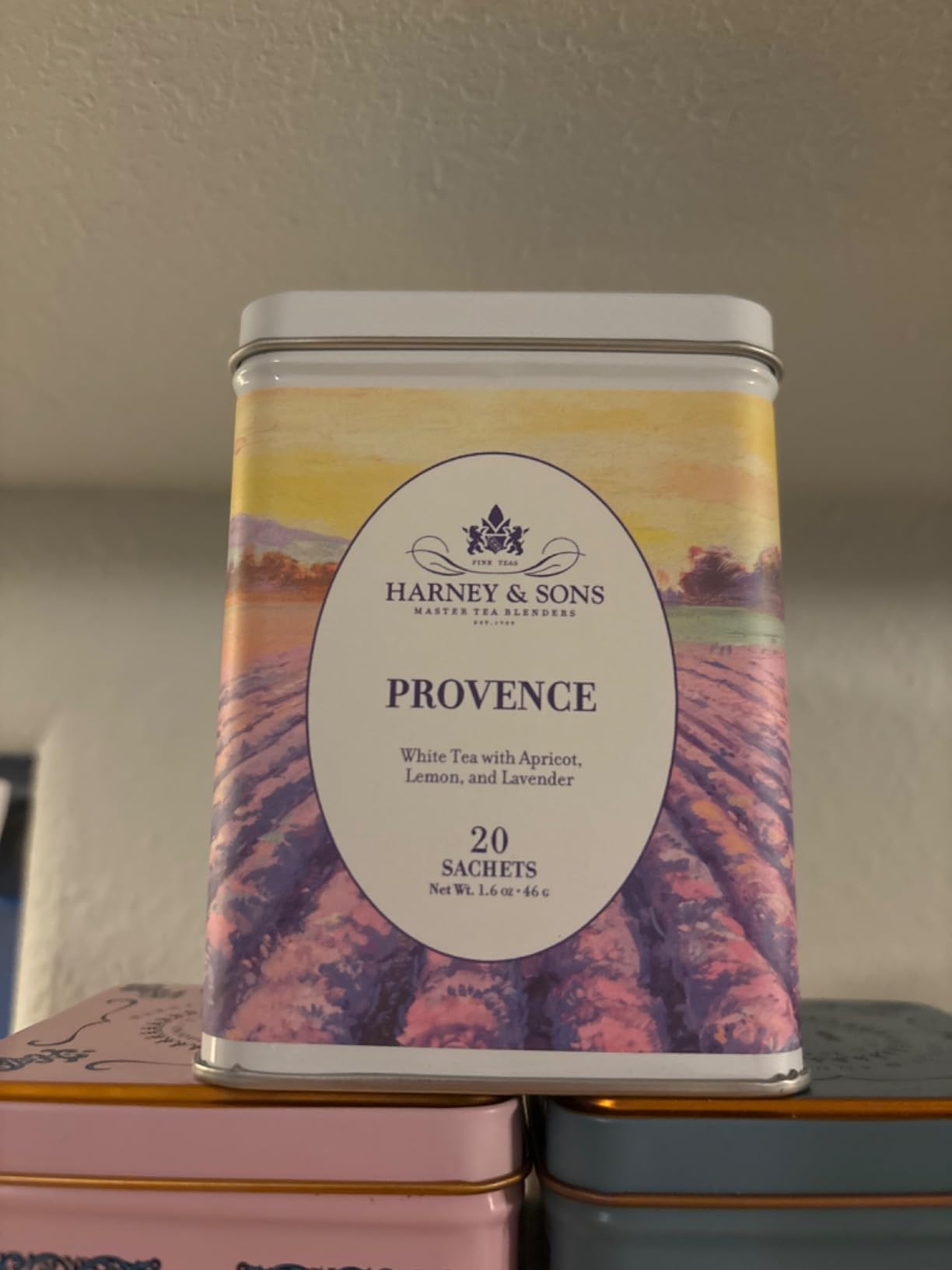 Harney & Sons Provence White Tea, 20 Sachets in Tin - White tea with apricot, lemon, lavender, vanilla and honey flavors customer photo 2