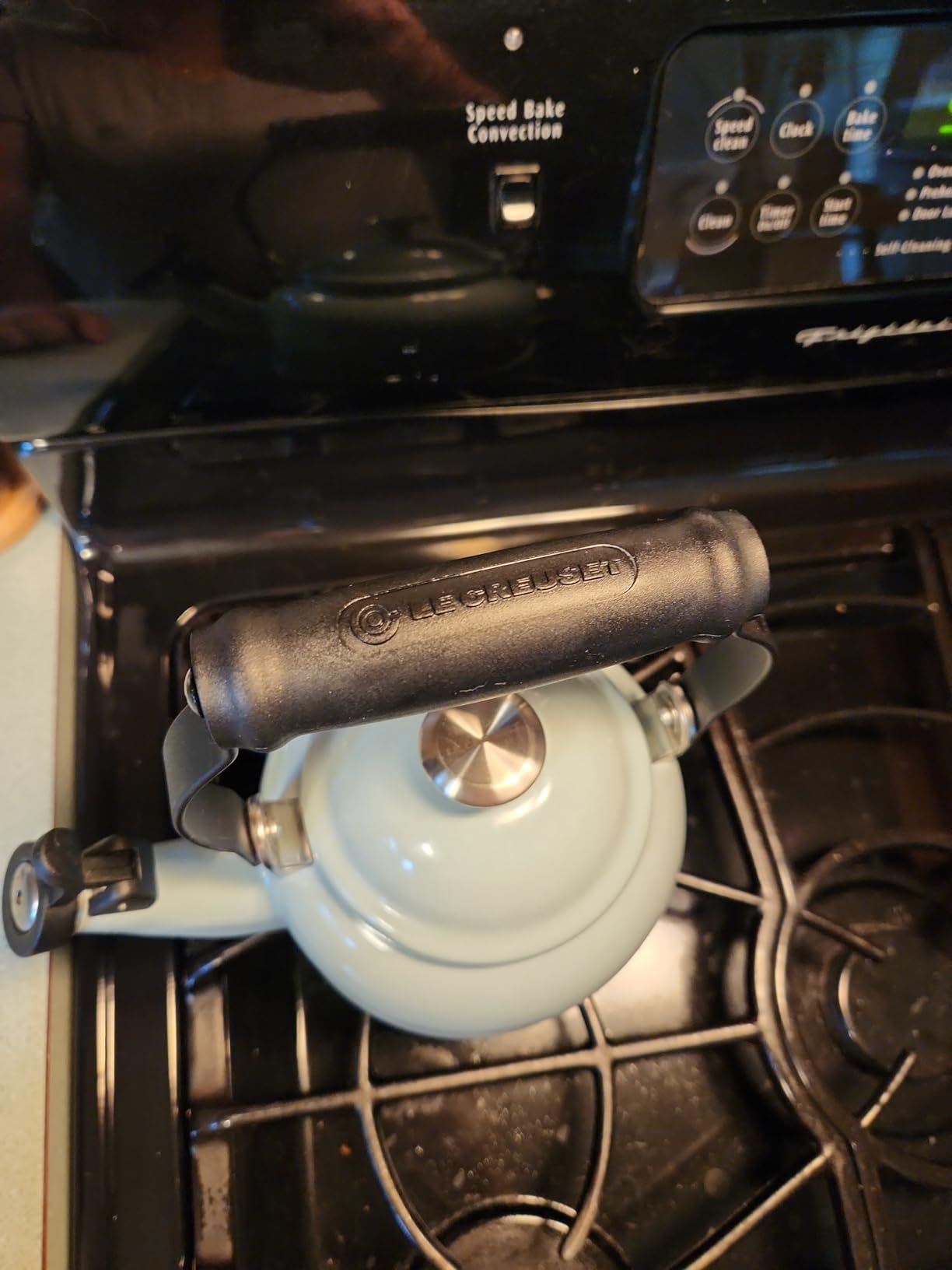 Le Creuset Enamel On Steel Demi Tea Kettle, 1.25 qt., Sea Salt customer photo 2
