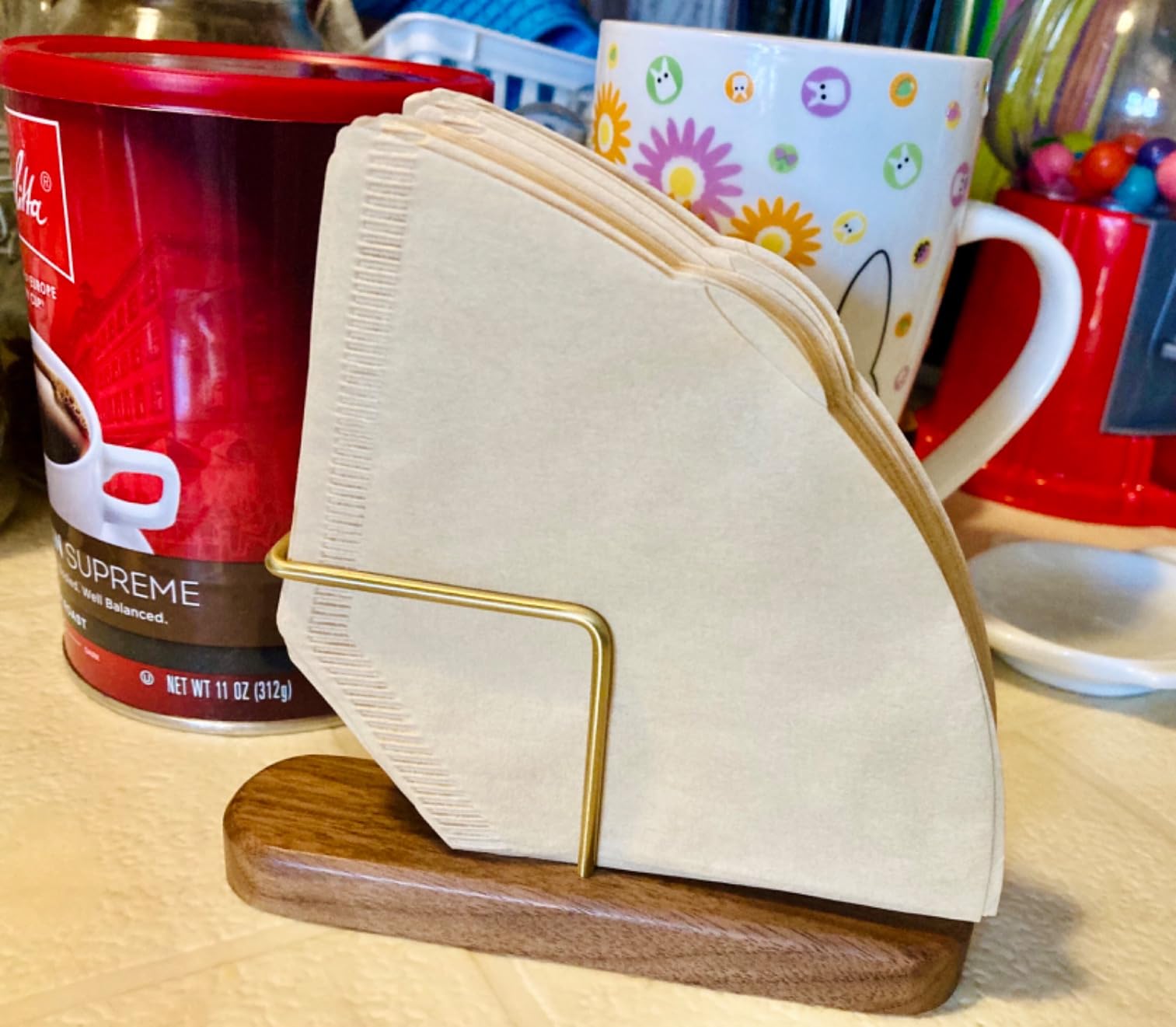 Walnut & Brass Coffee Filter Holder for #1#2 V60 customer photo 2
