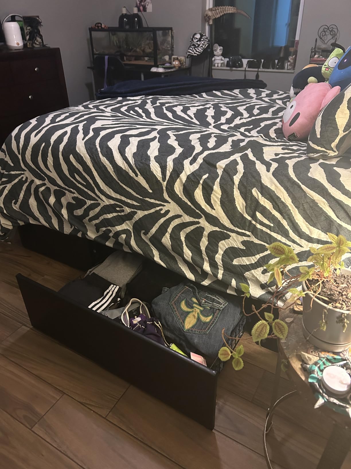 Allewie Full Size Platform Storage Bed Frame with 3 Drawers, Black | Faux Leather Upholstered, Wooden Slats Support, No Box Spring Needed, Noise Free, Easy Assembly customer photo 1