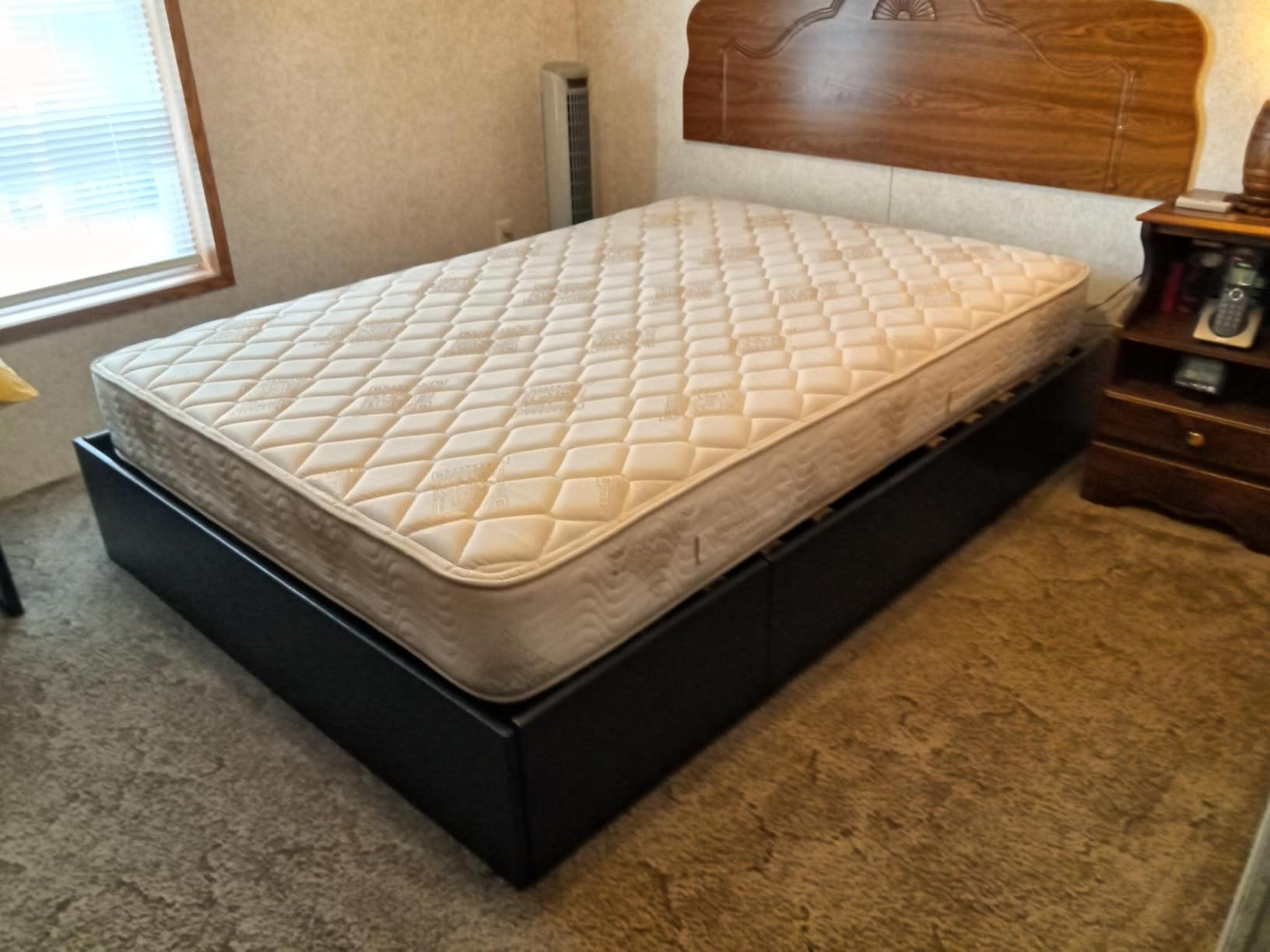 Allewie Full Size Platform Storage Bed Frame with 3 Drawers, Black | Faux Leather Upholstered, Wooden Slats Support, No Box Spring Needed, Noise Free, Easy Assembly customer photo 2