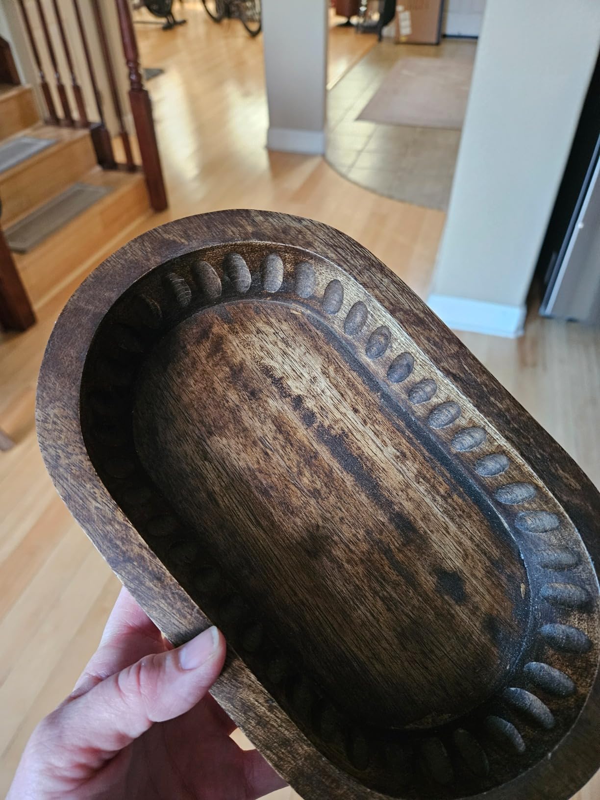 Samhita Mango Wood Decorative Bowls for Home Decor, Decorative Long Wooden Bowl for Table Centerpiece (10