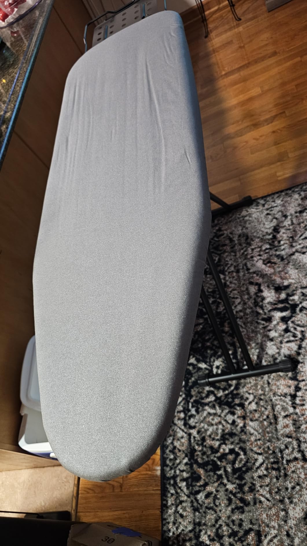 Jakeefud Deluxe Ironing Board with Heat Resistant Cover and Thicken Felt Pad, Heavy Sturdy Legs, Full Size Hanger Iron Board, Foldable (L-Grey) customer photo 1
