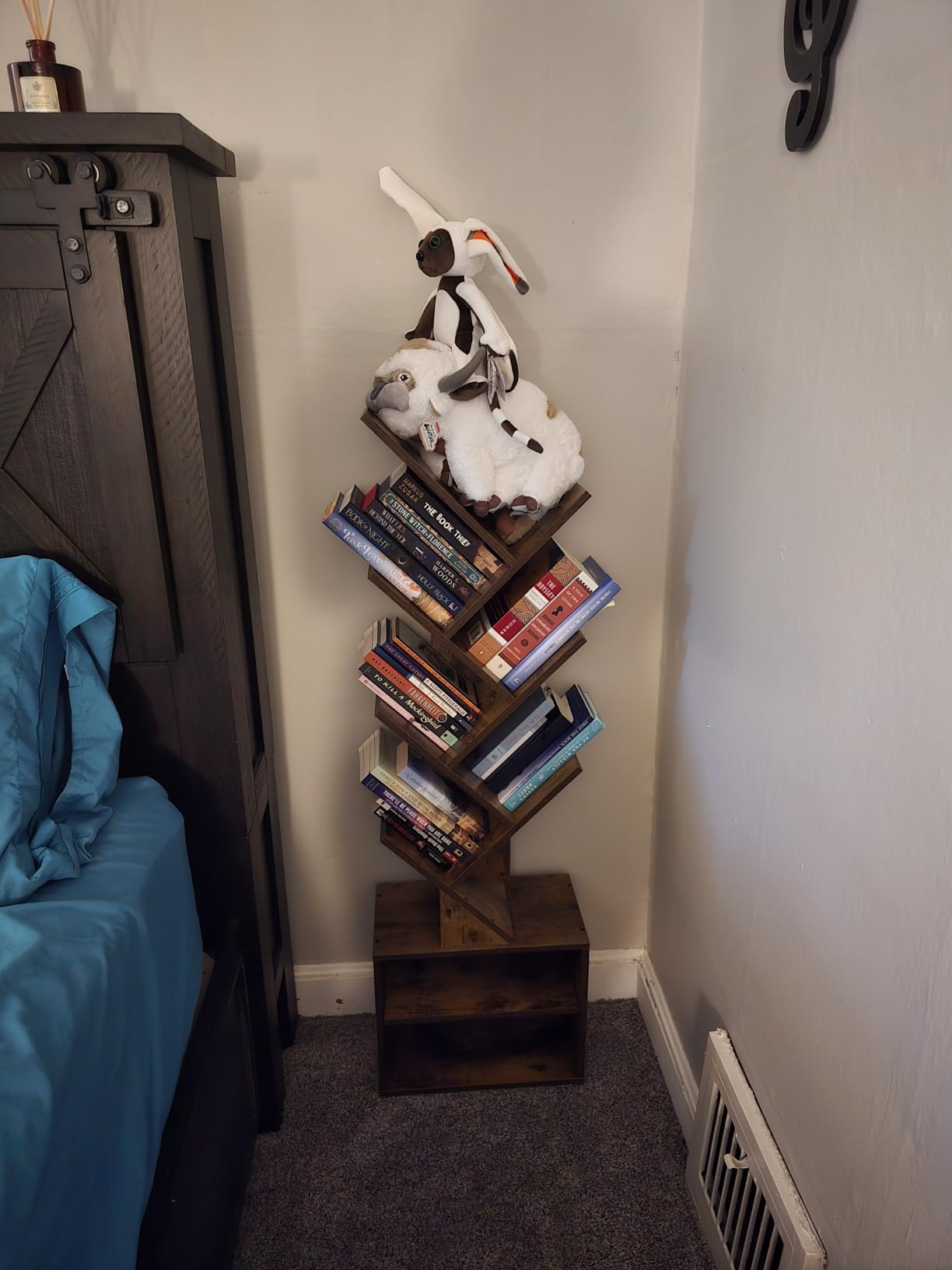 SUNMORY 6 Tier Tree Bookshelf, Tall Small Bookcase with Storage Cabinet | Modern Narrow Bookshelves Organizer, Floor Standing Book Case Shelf for Bedroom Living Room Home Office Corner, Rustic Brown customer photo 1