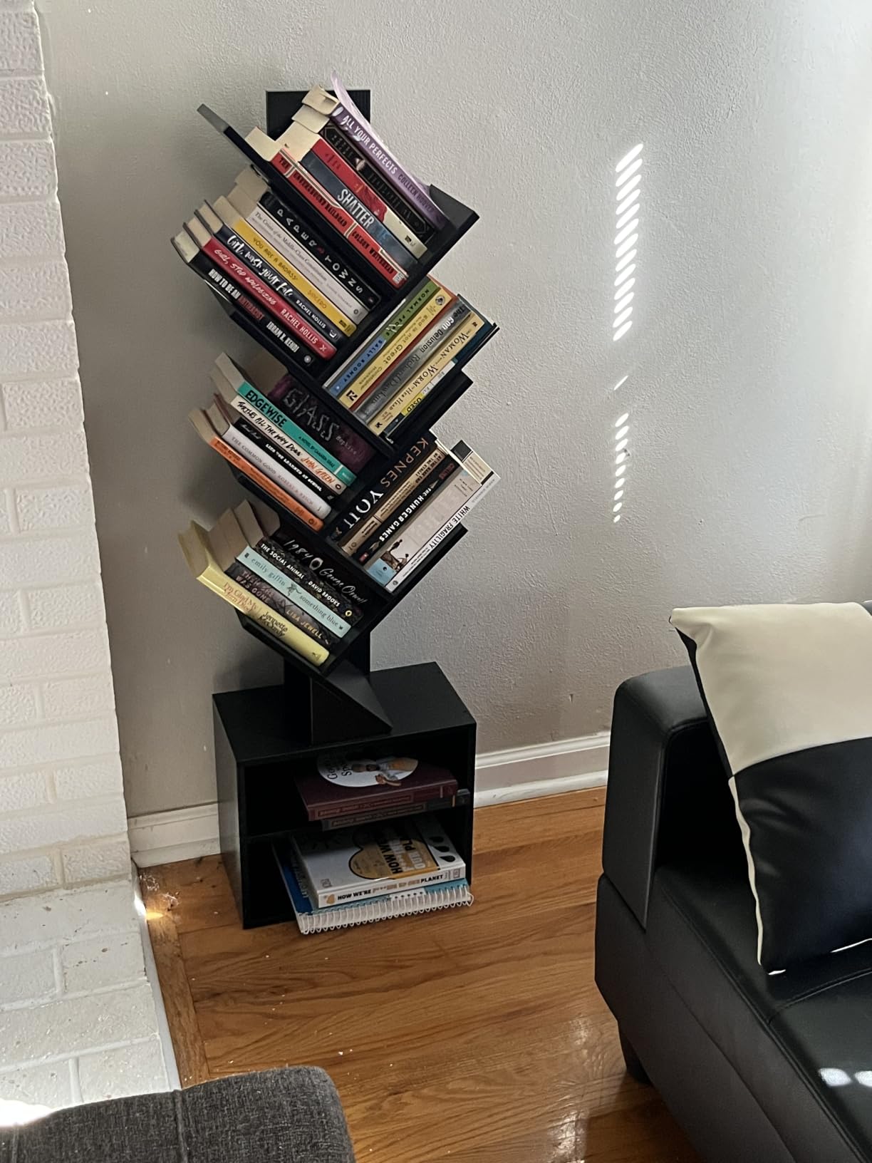 SUNMORY 6 Tier Tree Bookshelf, Tall Small Bookcase with Storage Cabinet | Modern Narrow Bookshelves Organizer, Floor Standing Book Case Shelf for Bedroom Living Room Home Office Corner, Rustic Brown customer photo 2