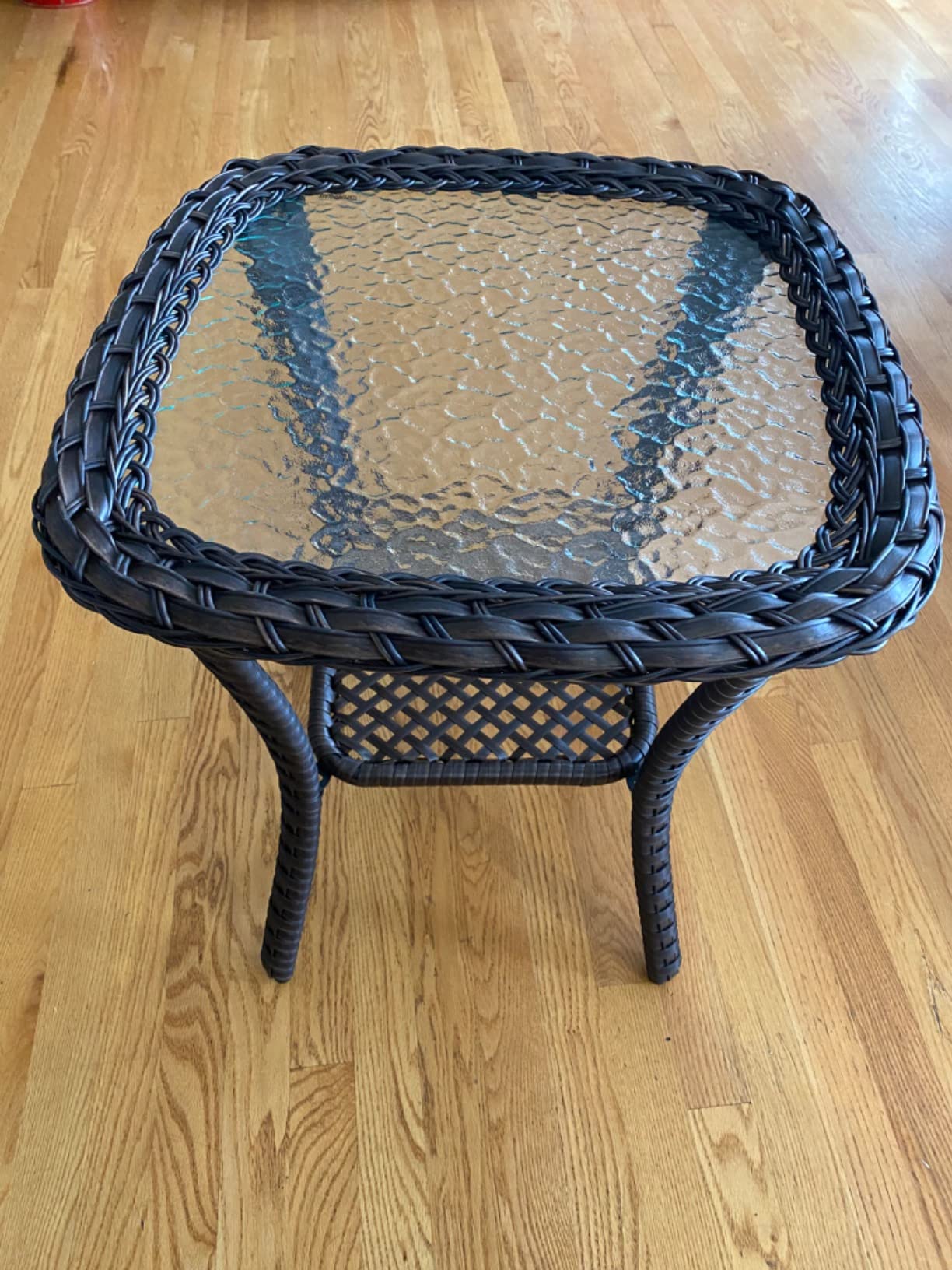 Belord Outdoor Coffee Table with Tempered Glass Top, Patio Rectangular Brown Wicker, Handwoven Rattan Coffee Table Compatible with Patio Furniture Sets for Porch Deck Backyard customer photo 2