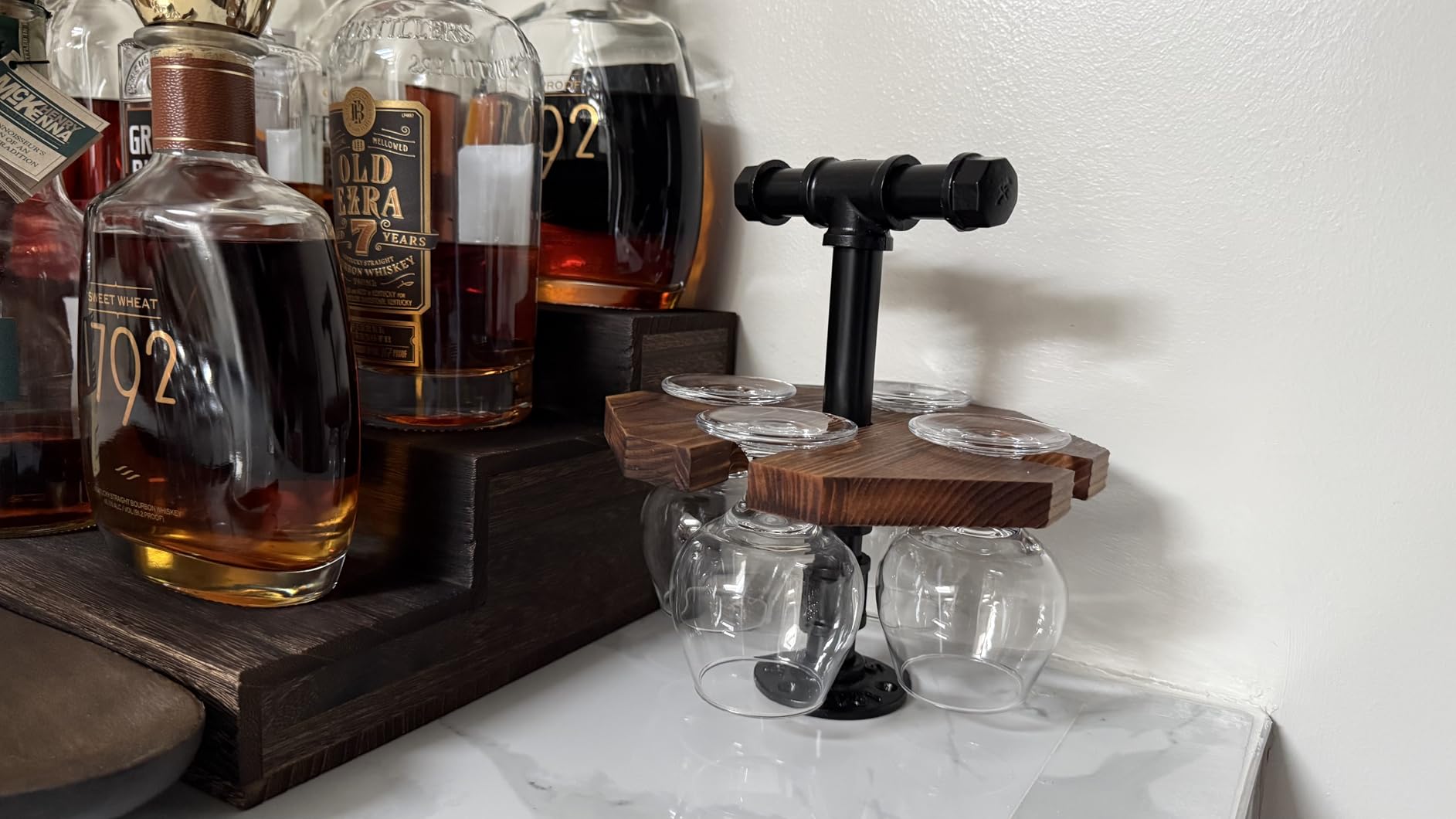 MyGift Wood Beer Flight Set with 4 Tasting Glasses & Metal Handle, Set of 2 customer photo 1