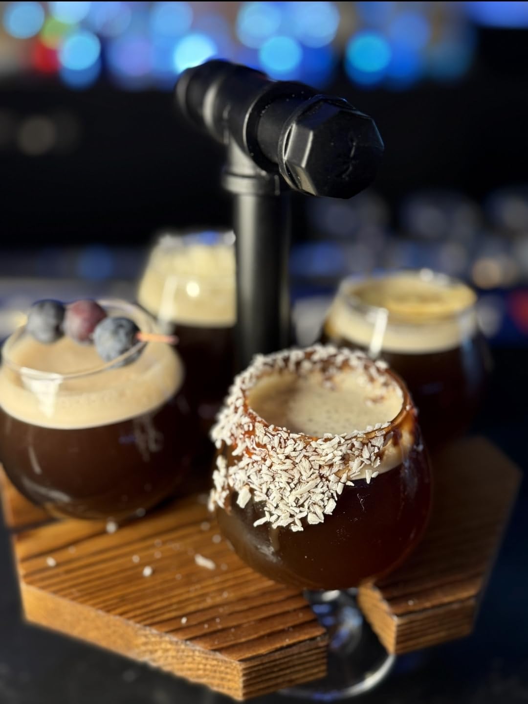 MyGift Wood Beer Flight Set with 4 Tasting Glasses & Metal Handle, Set of 2 customer photo 2