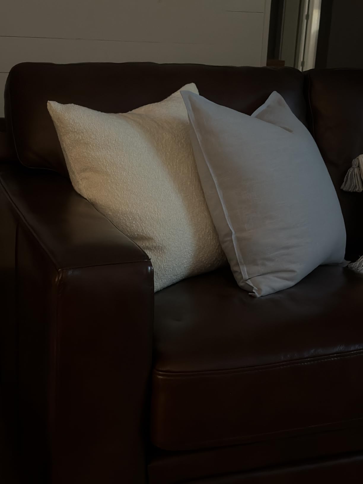 MIULEE 18x18 Pillow Inserts, Set of 2 Feather Down Throw Pillows | Choppable and No Smell, Double-Layer Down-Proof Cotton Cover, Decorative Pillows for Couch Sofa and Bed customer photo 2
