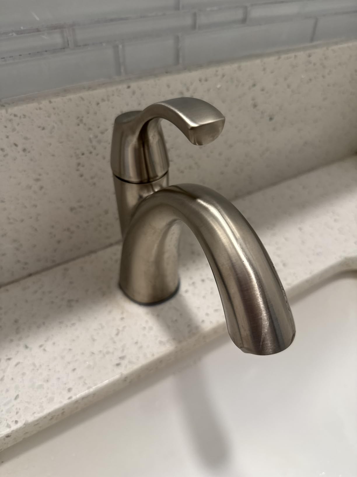 Bathroom Faucet Brushed Nickel with Drain and Water Supply Lines | Single Handle Bathroom Sink Faucet for 1 Hole with 3 Holes Deck Plate, Lavatory Vanity Faucets, TAF206-BN customer photo 1