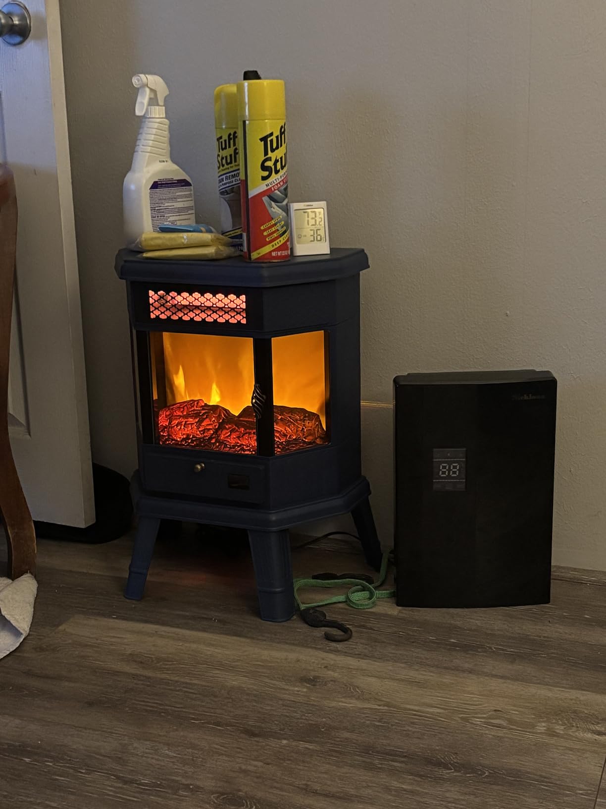 RealSmart Electric Fireplace Heater 22 in Freestanding Fireplace Stove Infrared Fireplace with 3D Flame Effect Remote Control, Timer, Overheating Protection (Blue) customer photo 2